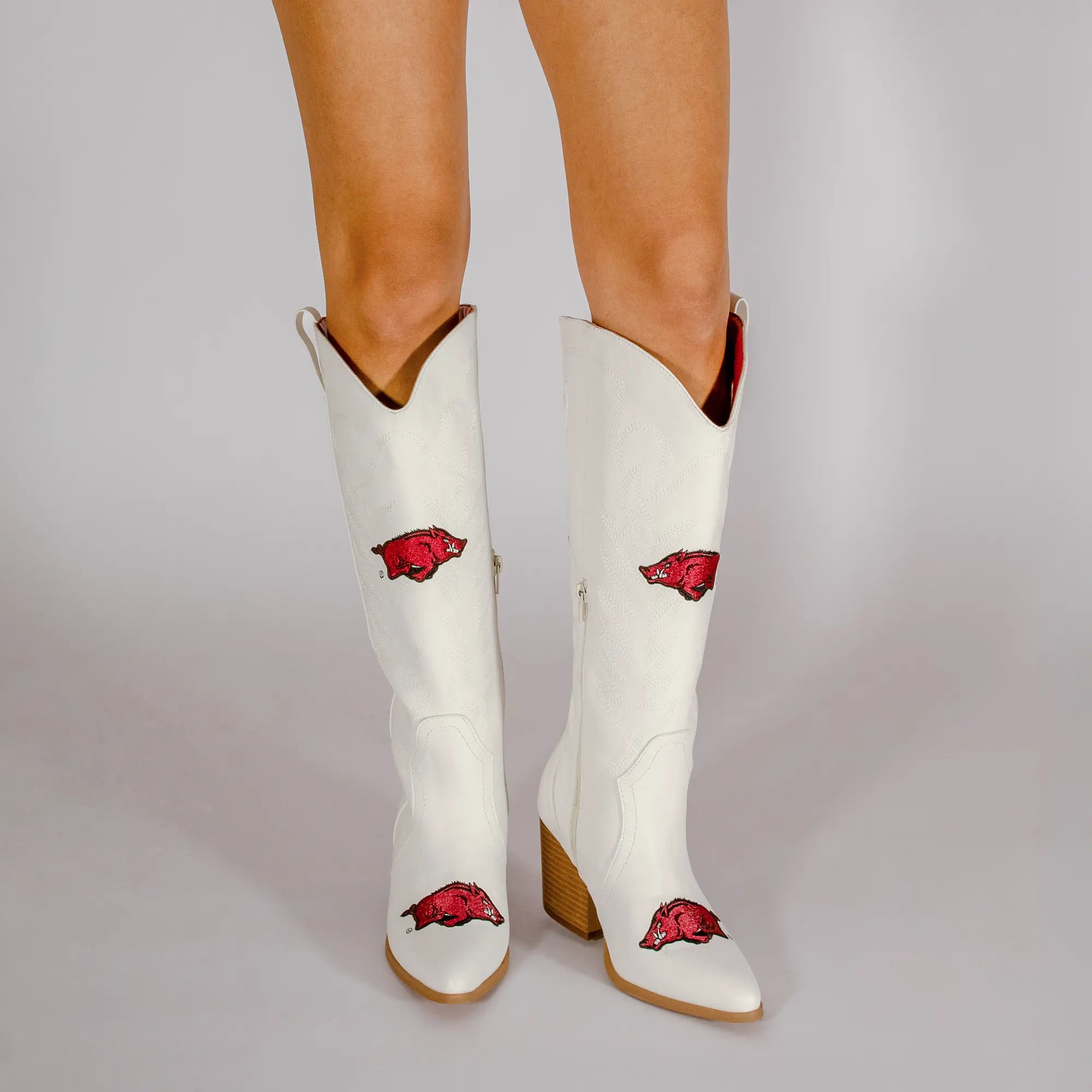 Women's University of Arkansas Blair Tall White Boot By V By Vaccari