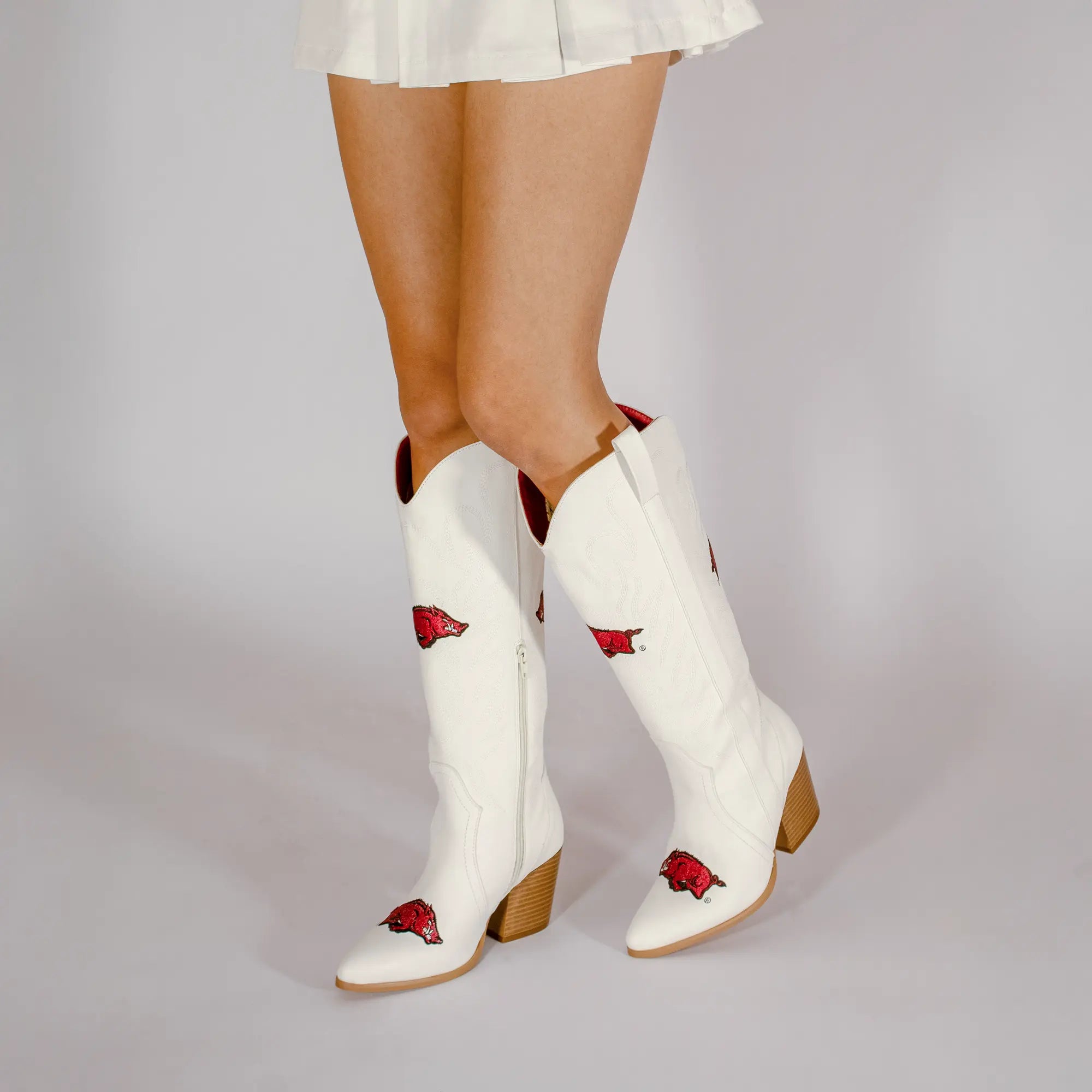 Women's University of Arkansas Blair Tall White Boot By V By Vaccari