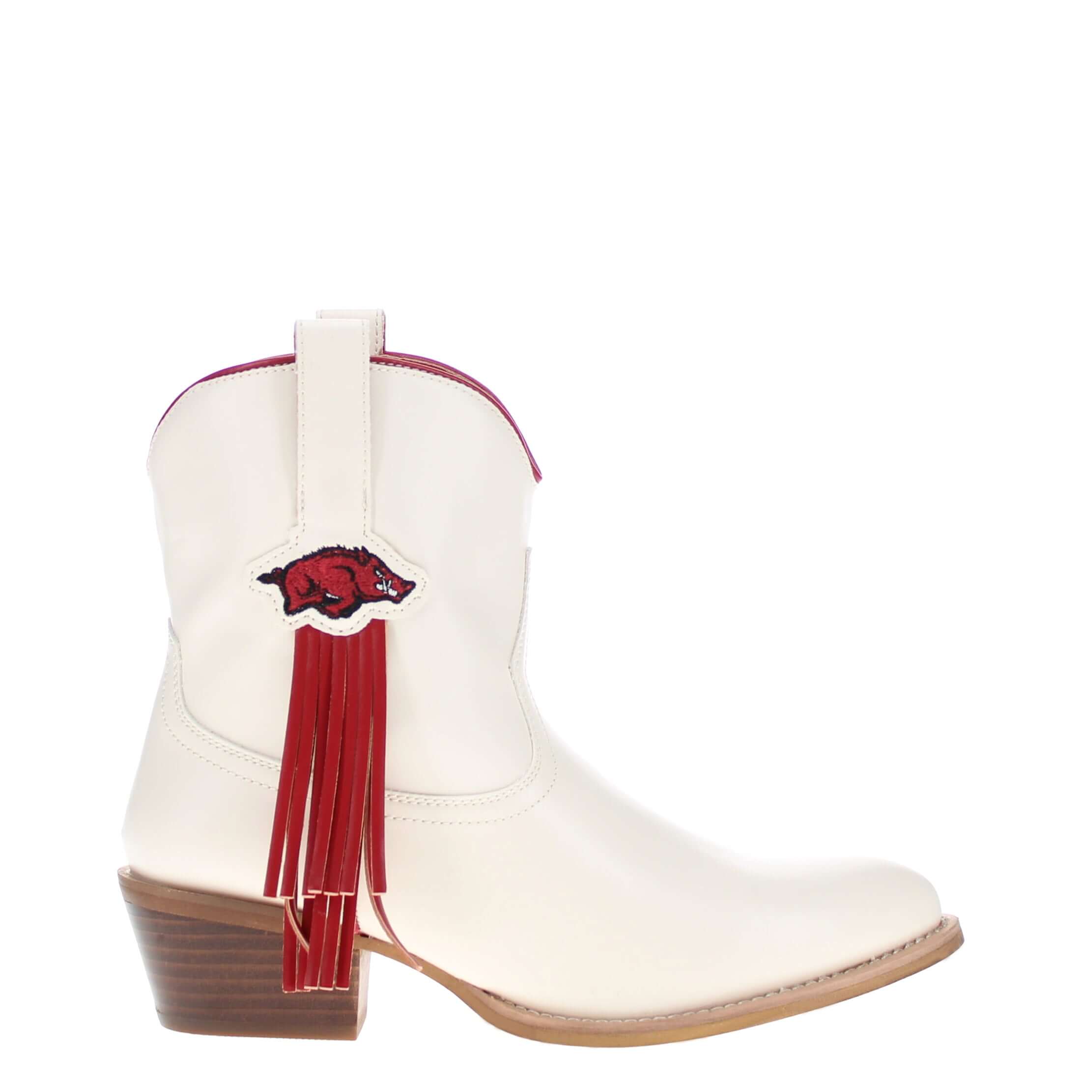 Women's University of Arkansas Bone Fringe Bootie Lucy By V By Vaccari