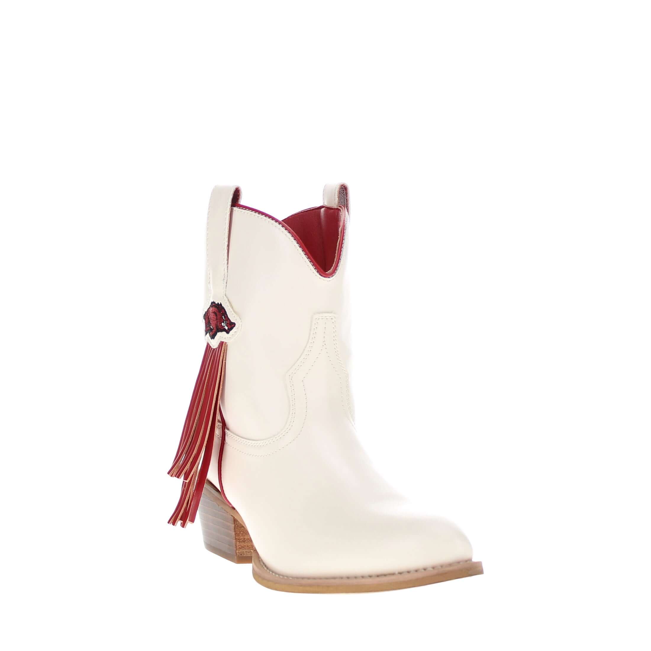 Women's University of Arkansas Bone Fringe Bootie Lucy By V By Vaccari