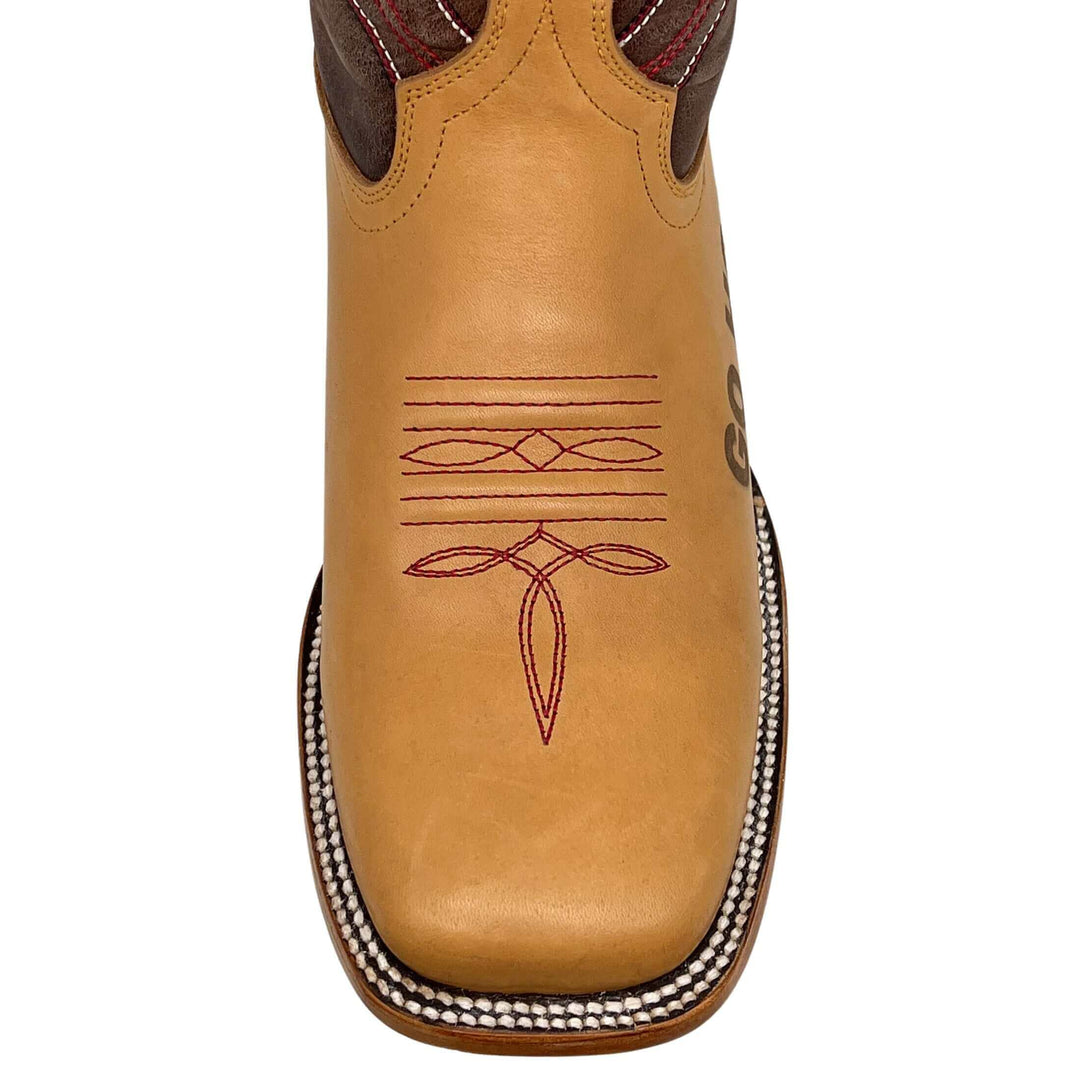 Men's University of Arkansas Razorbacks Tan/Mocha Broad Square Cowboy Boots Weston by Vaccari