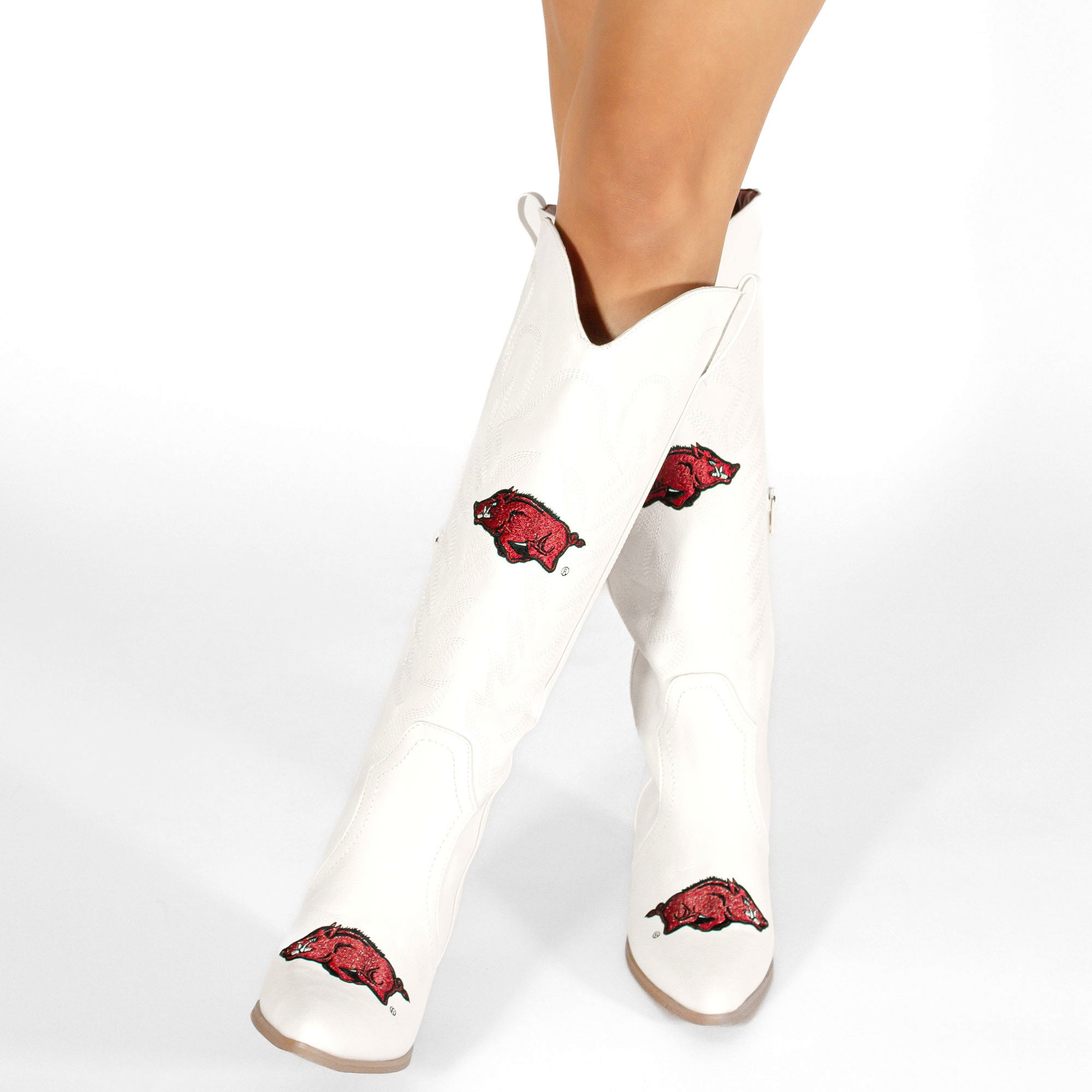 Women's University of Arkansas Blair Tall White Boot By V By Vaccari