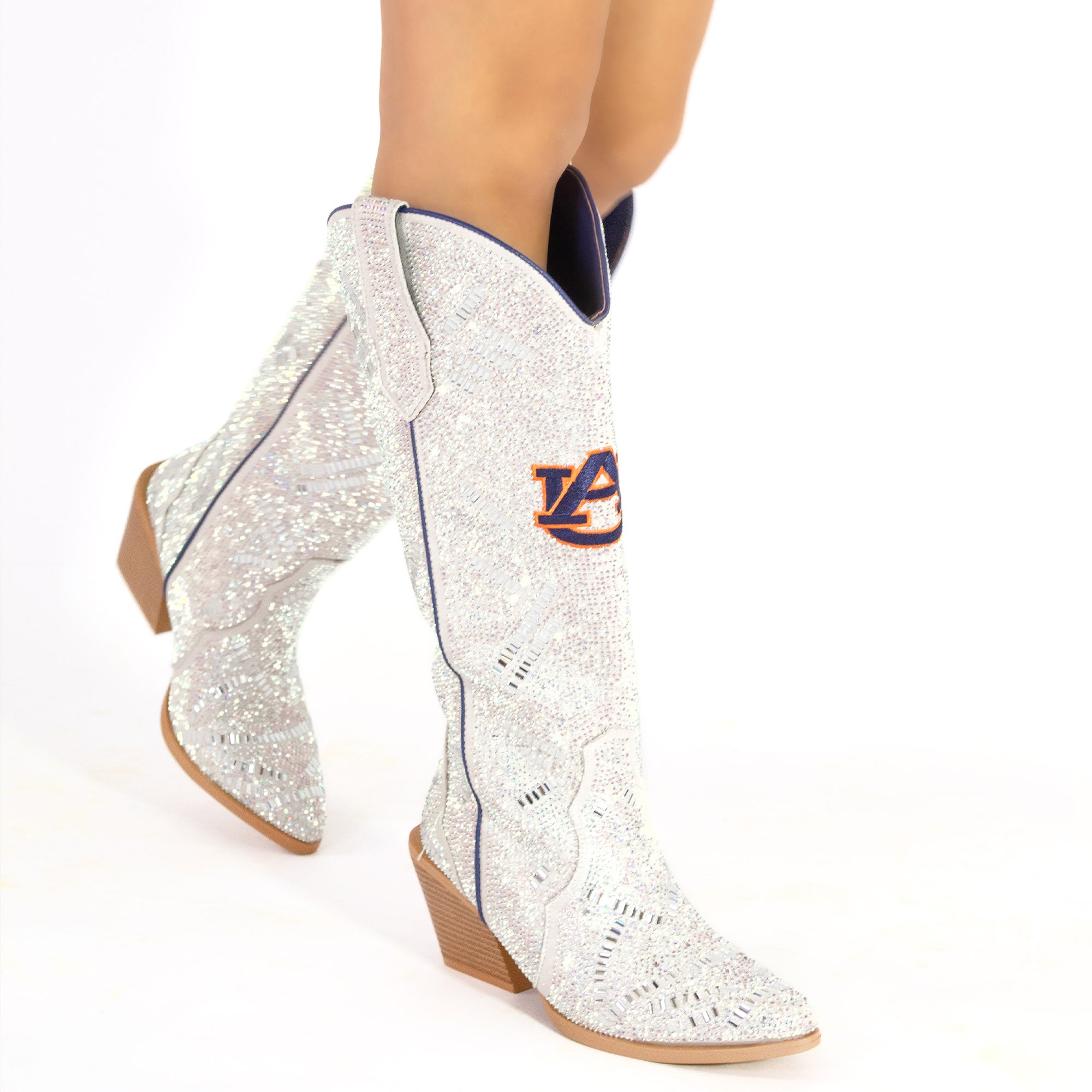 Women's Auburn University Natural Tall Bling Cowgirl Boots Amber by V by Vaccari
