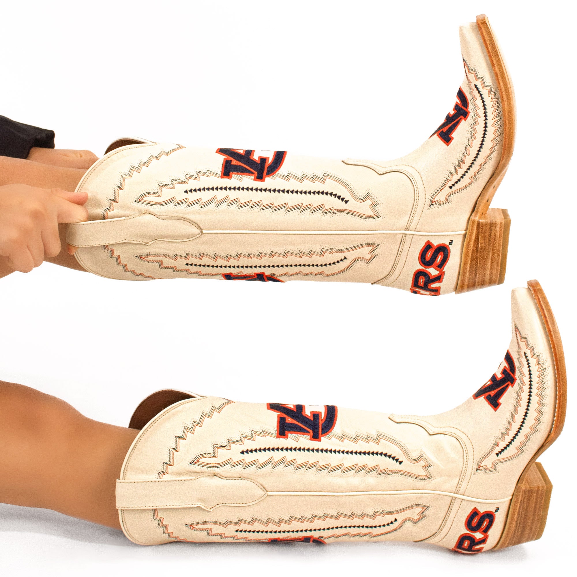 Women's Auburn University Tigers Bone Snip Toe Cowgirl Boots Naomi by Vaccari