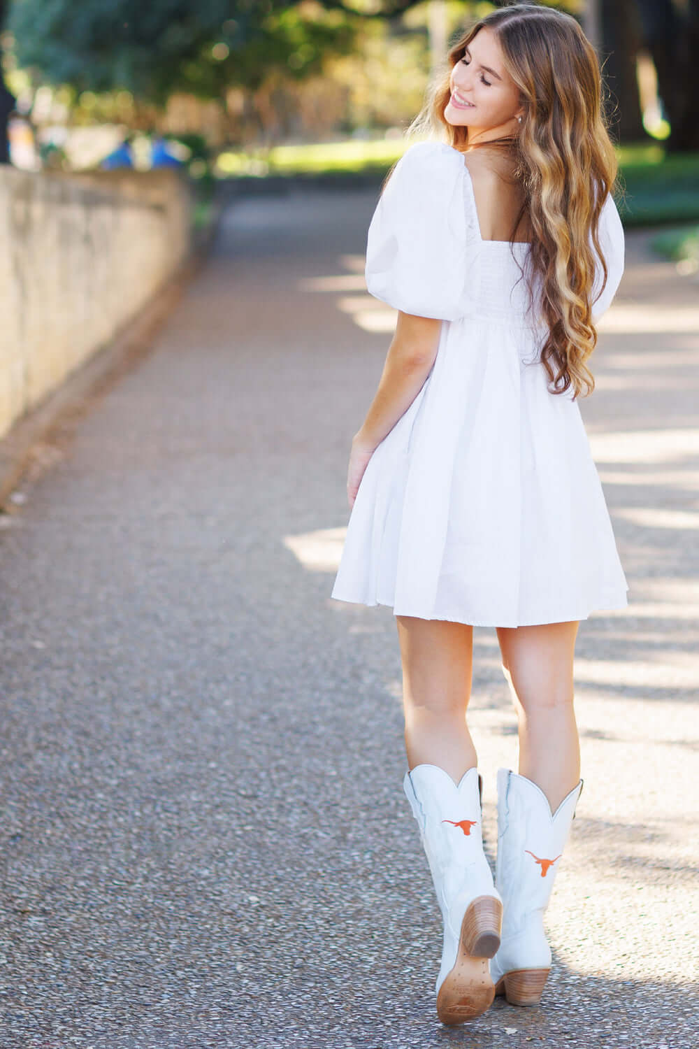 Women's University of Texas White Cowgirl Boots Leighton by Vaccari University