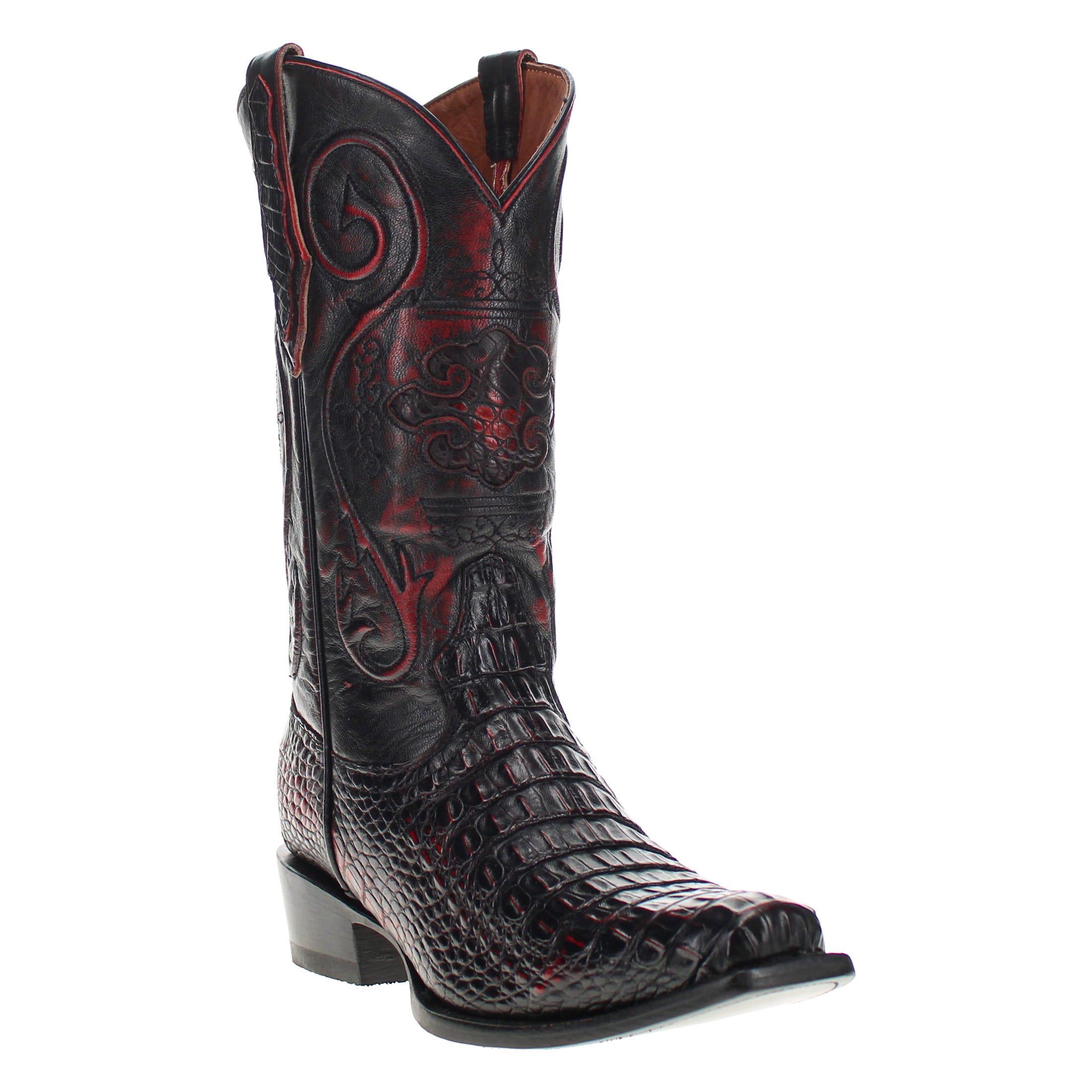 Men's Black Cherry American Alligator Hornback JW Toe Cowboy Boots by Vaccari