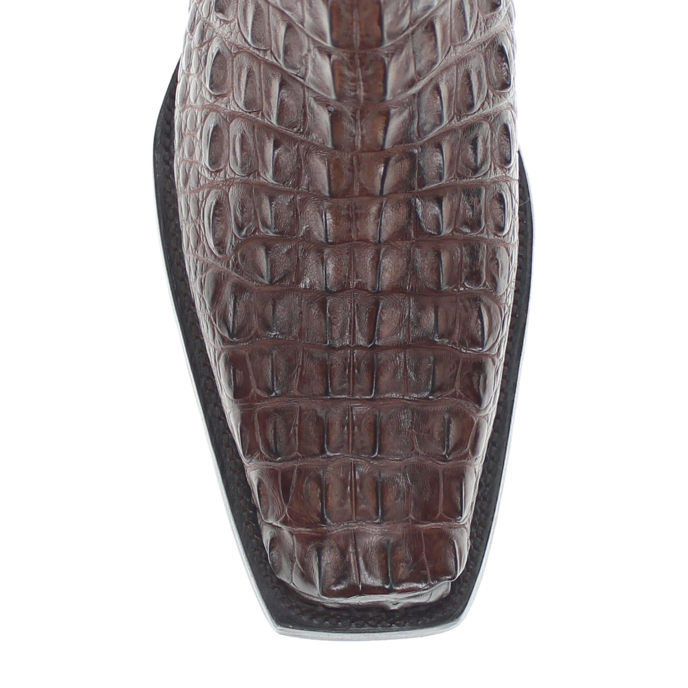 Men's Mocha American Alligator Hornback Boots With Inlays by Vaccari