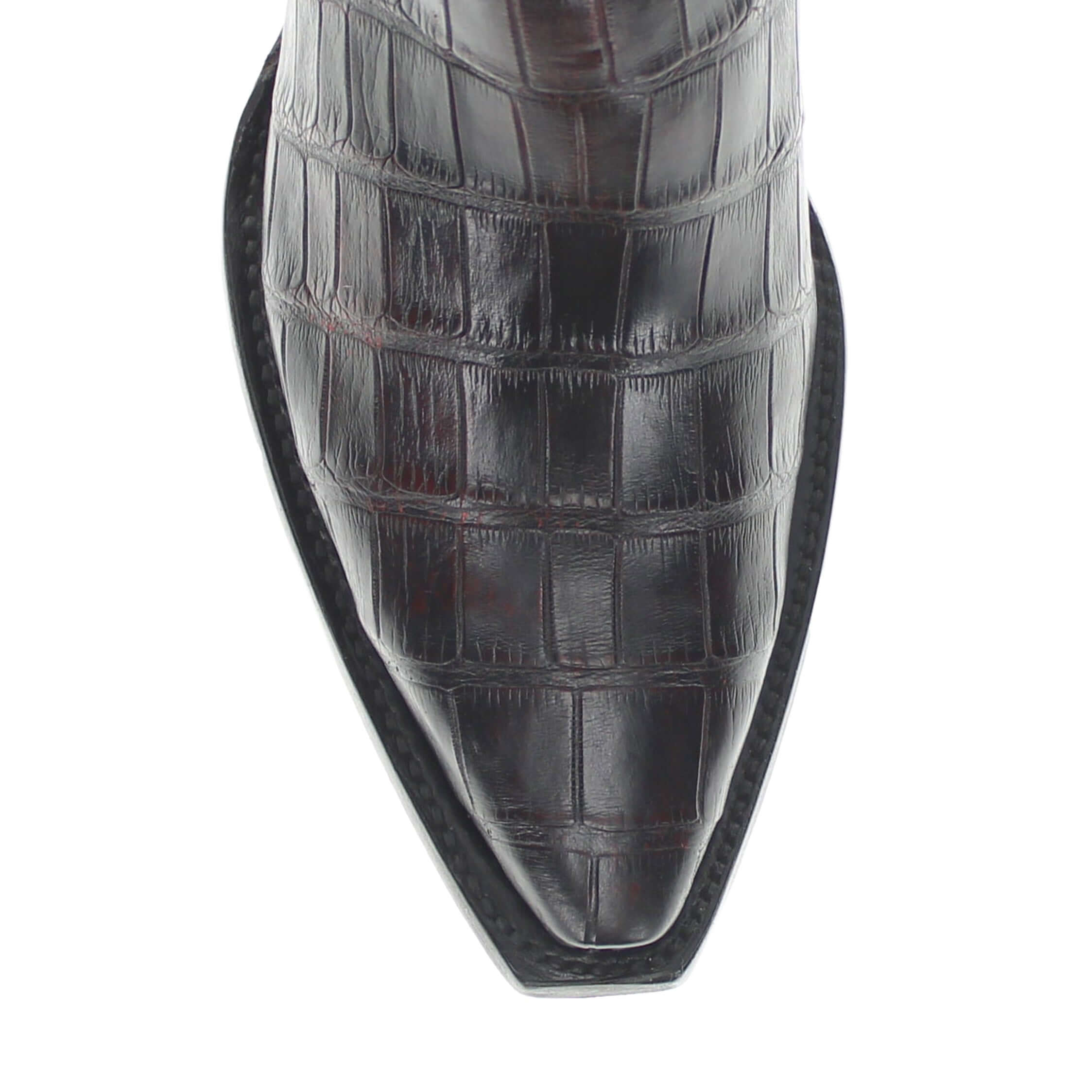 Women's Black Cherry American Alligator Belly Boots with Inlays by Vaccari