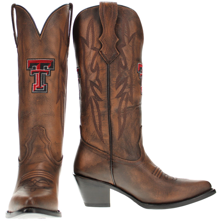 Women's Texas Tech Red Raiders Brown Pointed Toe Cowgirl Boots Chelsie by Vaccari