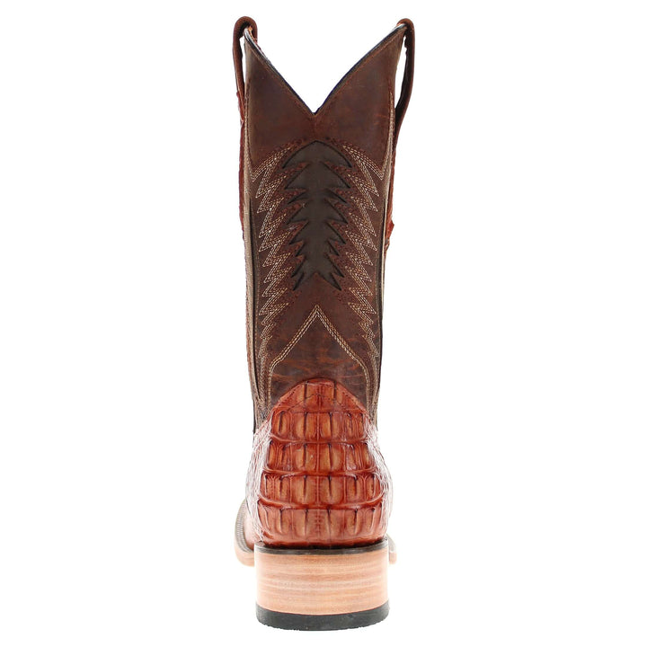 Mens Vaccari Cognac American Alligator Headcut Broad Square Toe Boots