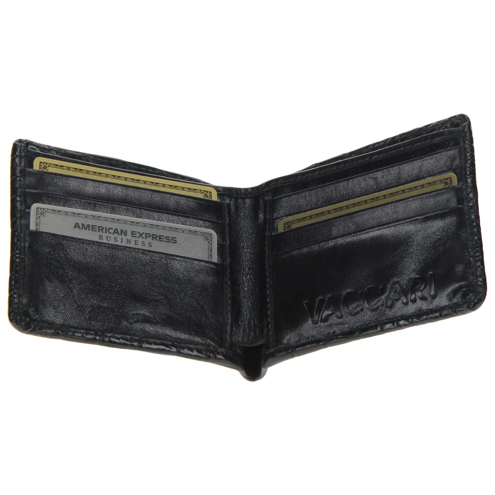 Black Alligator Belly Bifold Wallet by Vaccari Core