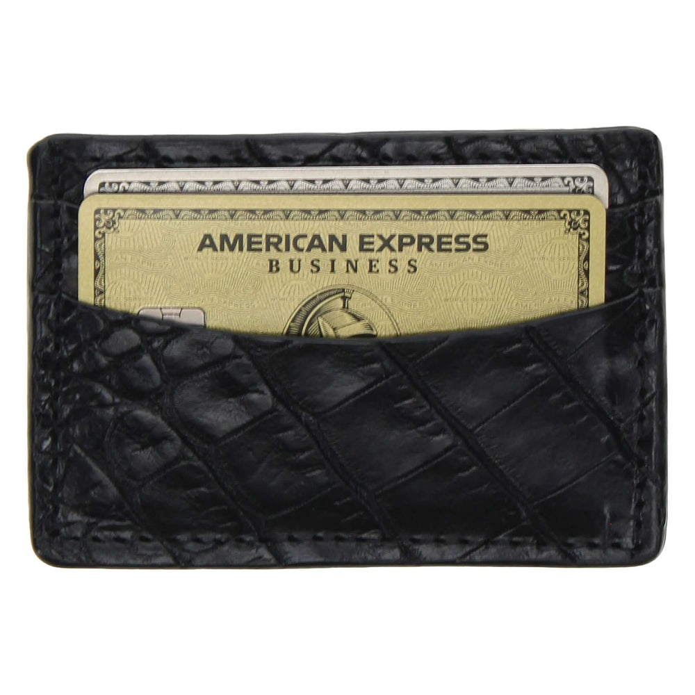 Black Alligator Belly Cerdit Card Holder by Vaccari Core