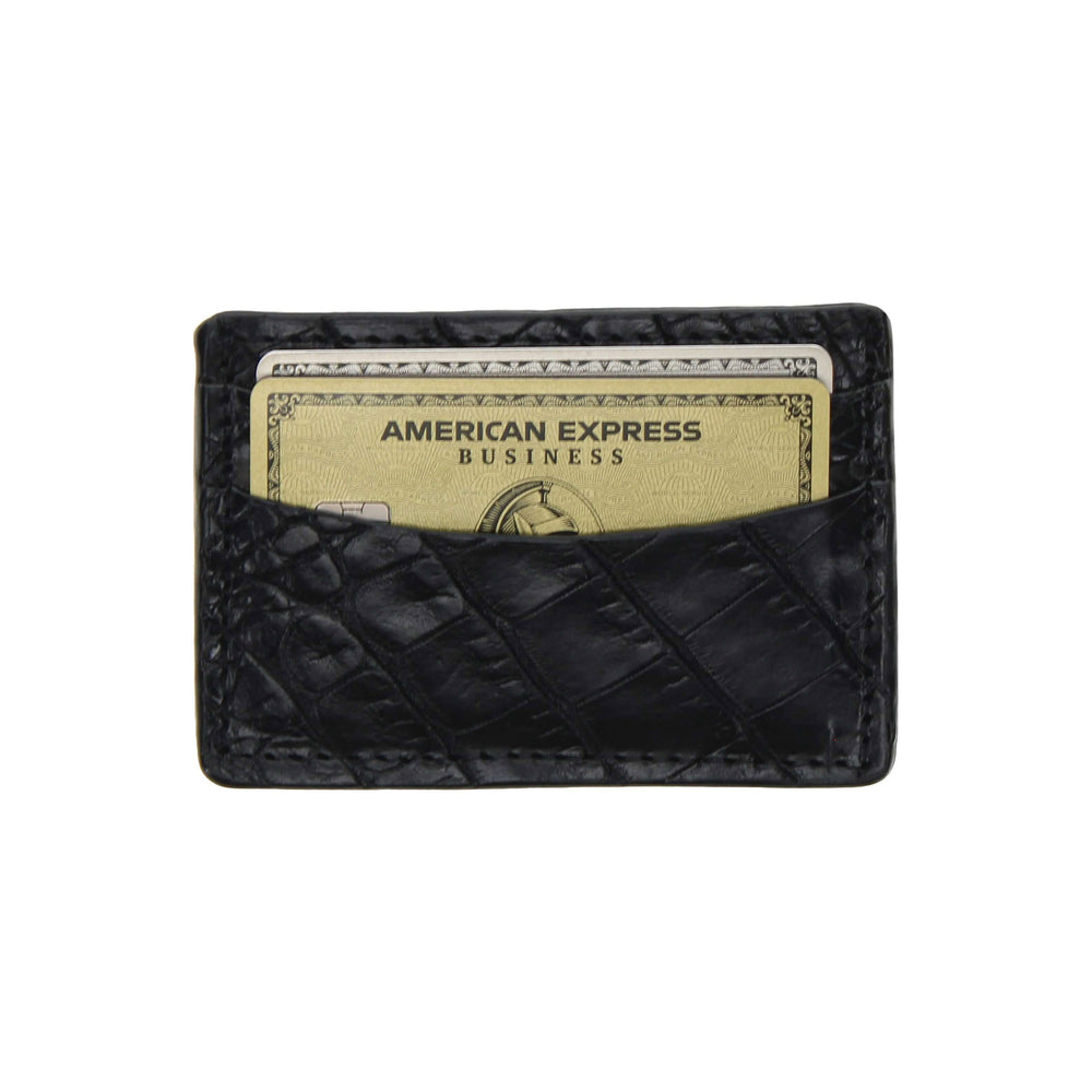 Black Alligator Belly Cerdit Card Holder by Vaccari Core