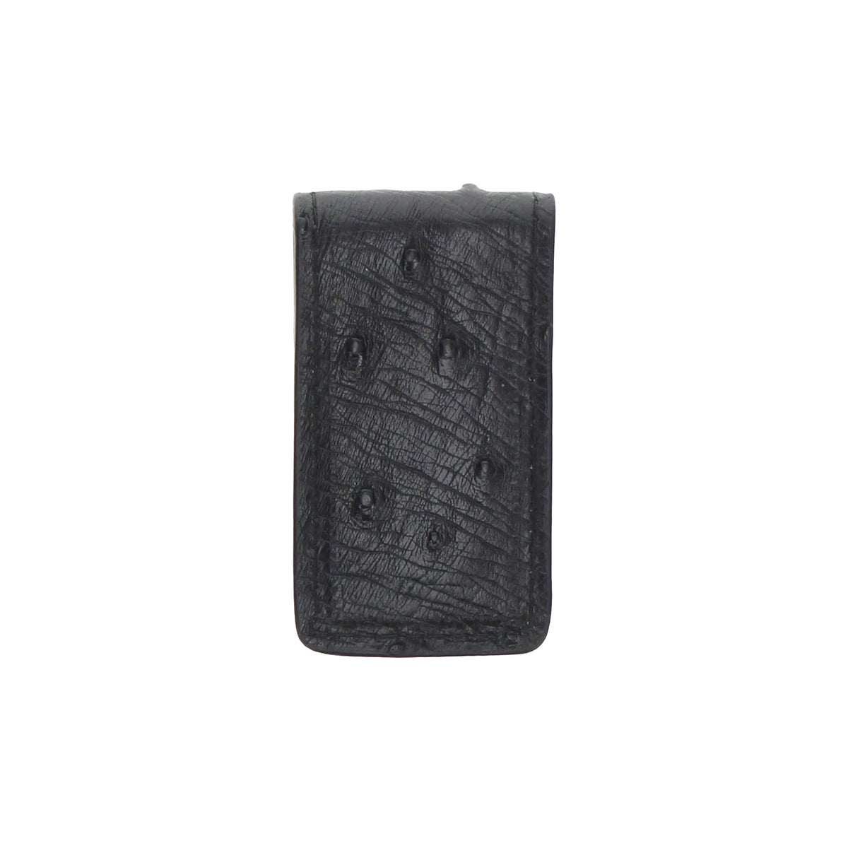 Dark textured ostrich quill money clip with slim card holder shape