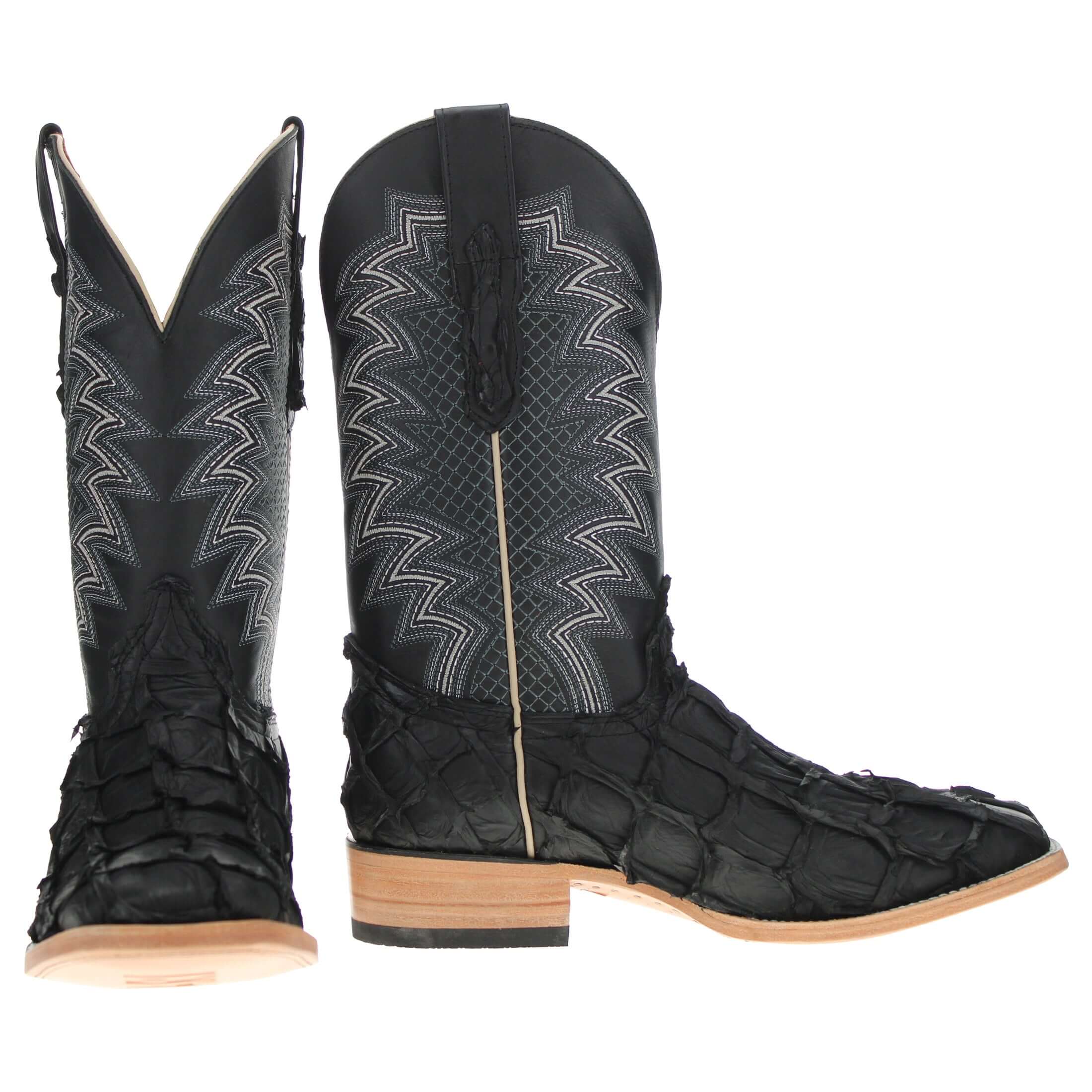 置物 BLACKBOOTS CERAMICS AMERICAN WANNABE Men's Black Pirarucu Fish Cowboy Boots | Vaccari Boots