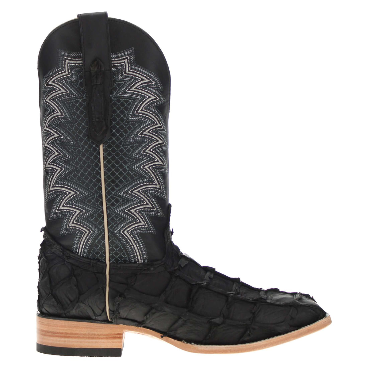 Men's Black Pirarucu Fish Cowboy Boots | Vaccari Boots