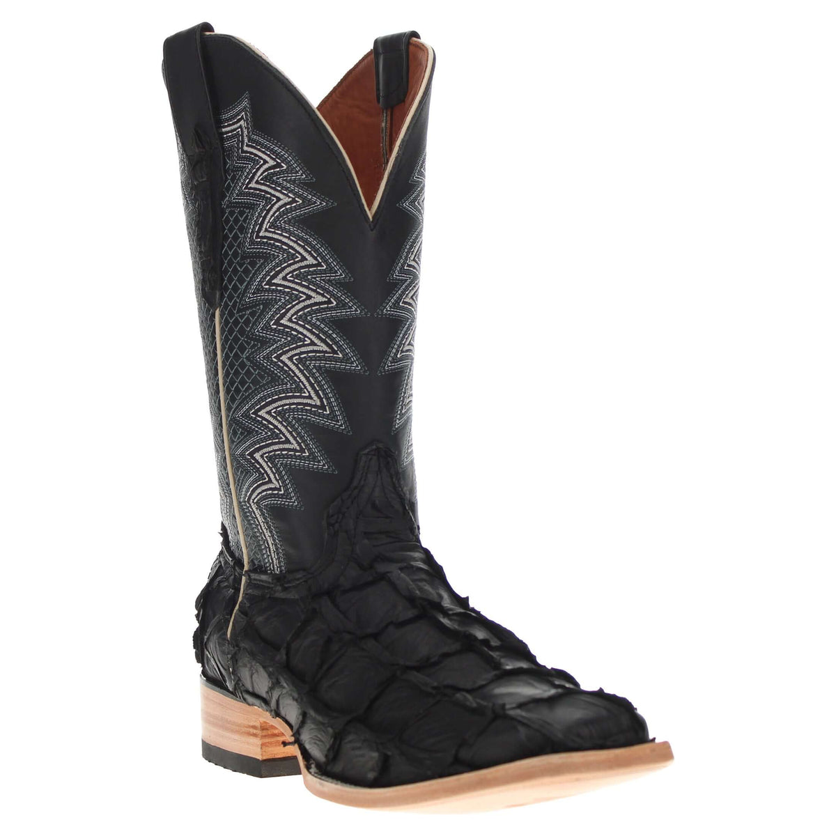 Men's Black Pirarucu Fish Cowboy Boots | Vaccari Boots