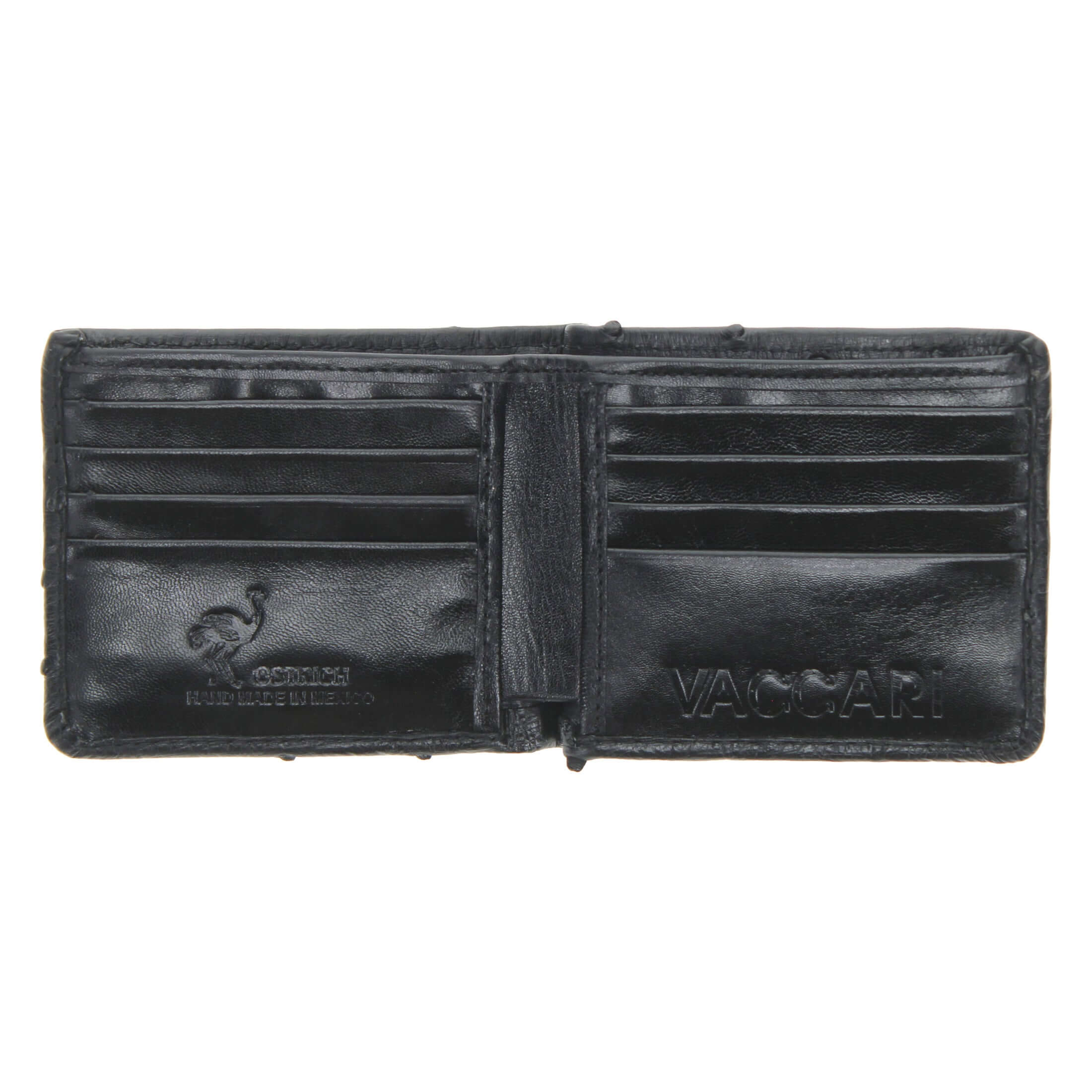Black Full Quill Ostrich Billfold Wallet by Vaccari