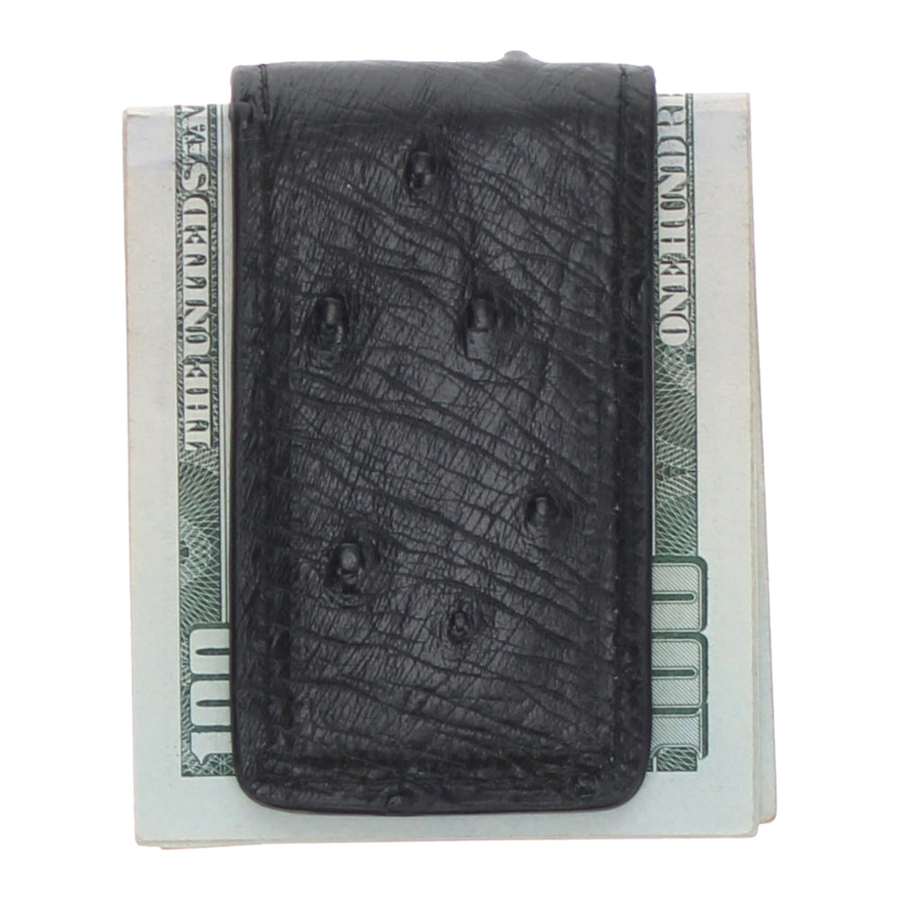 Black Full Quill Ostrich Money Clip by Vaccari