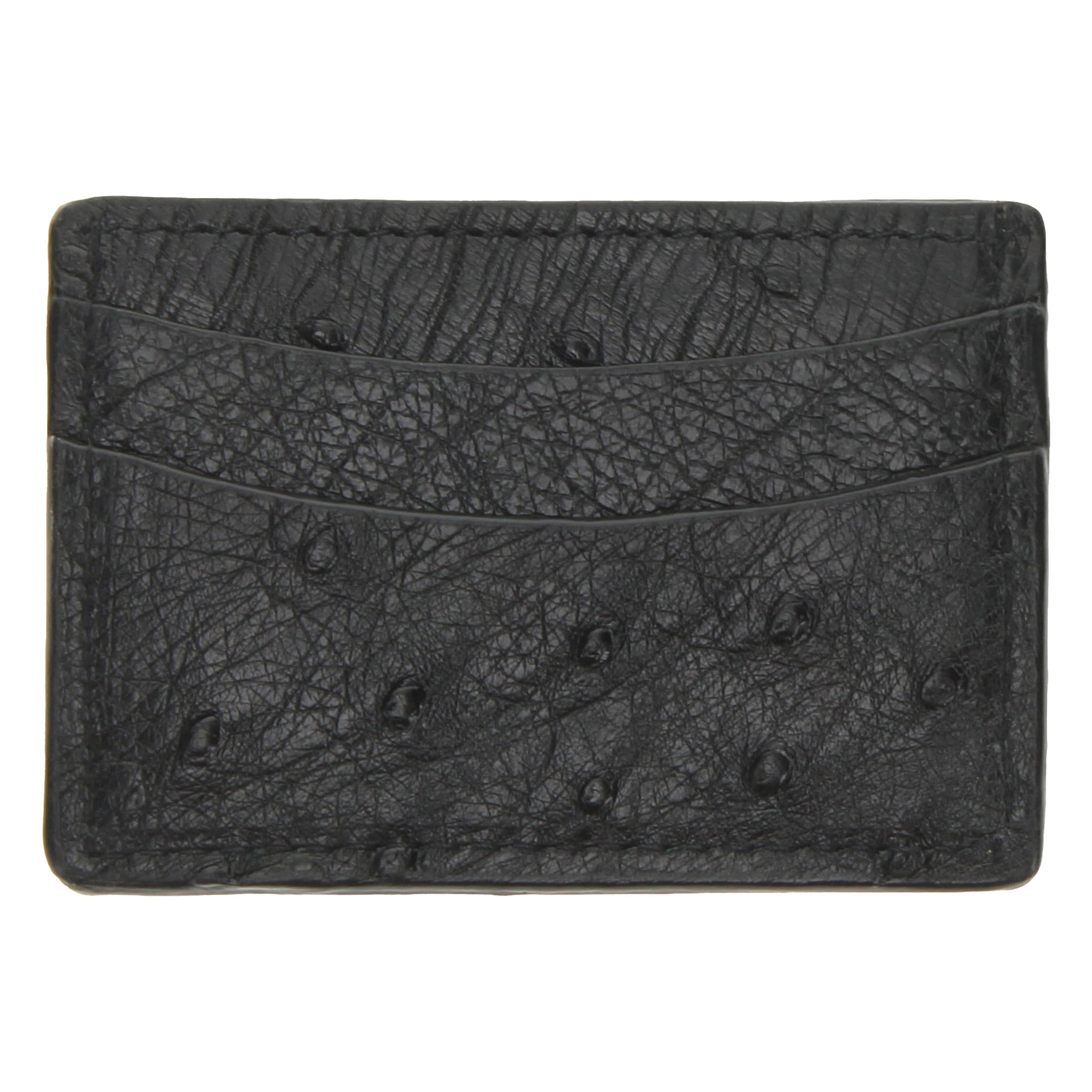 Black Full Quill Ostrich Card Holder by Vaccari
