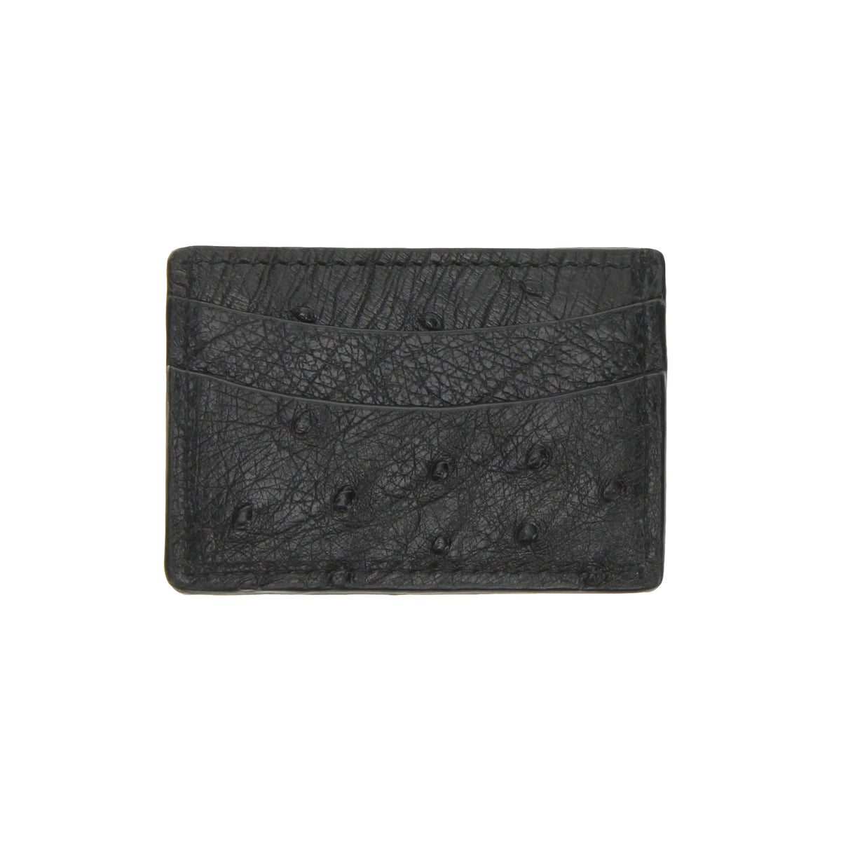 Black ostrich quill card holder with front flap