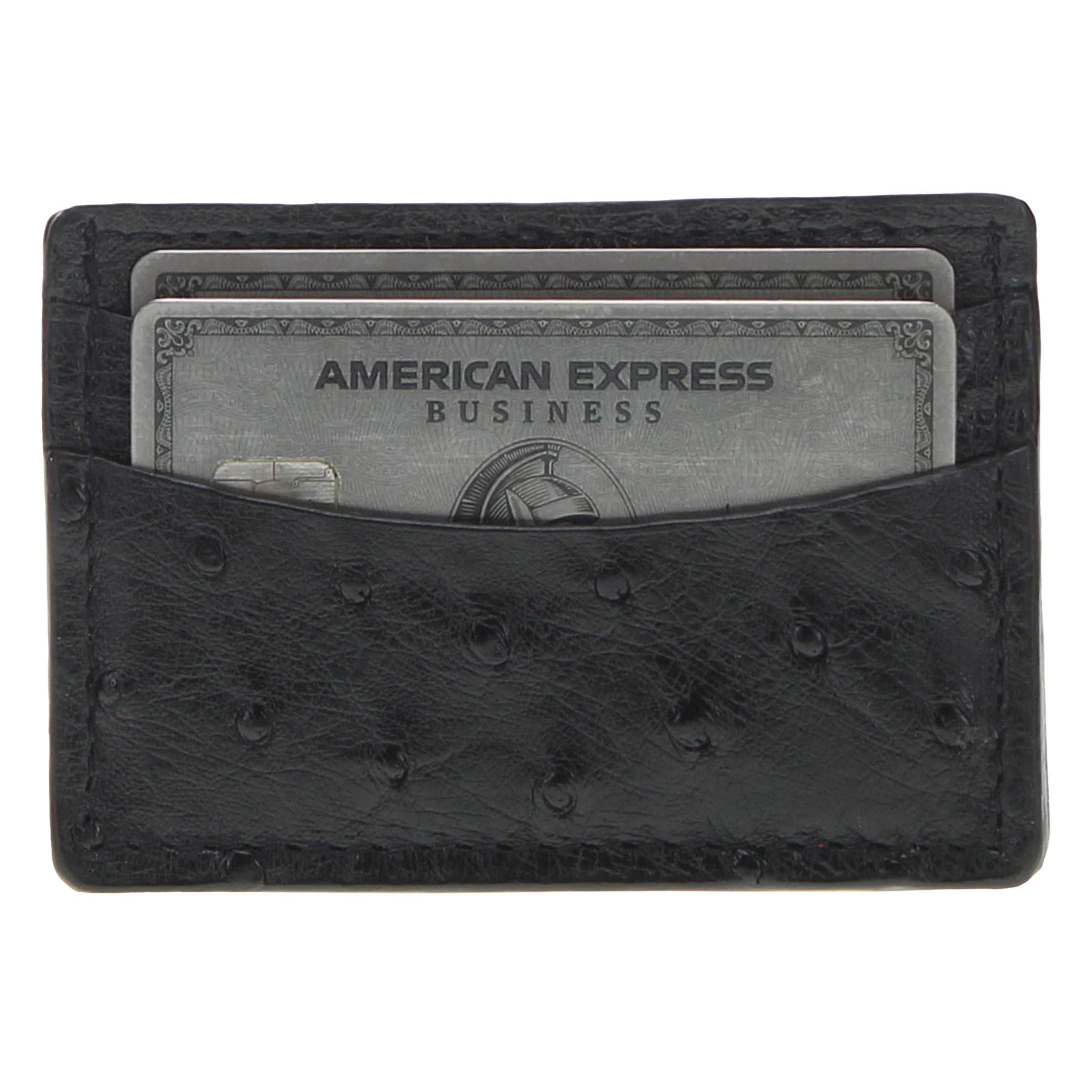 Black Full Quill Ostrich Card Holder by Vaccari