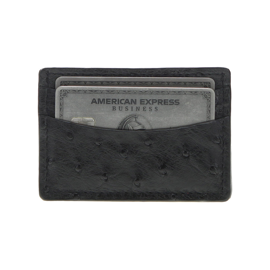 Black Full Quill Ostrich Card Holder by Vaccari