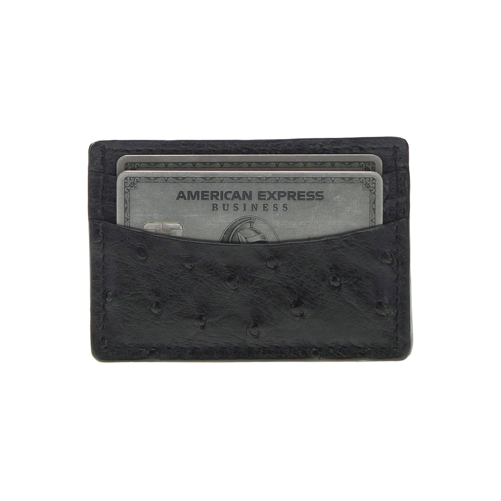 Black Full Quill Ostrich Card Holder by Vaccari