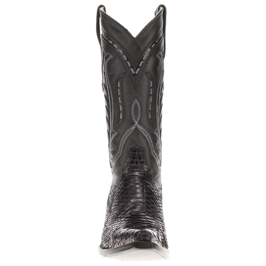 Womens Black Python Leather Sniptoe Western Snip Toe Boots by Vaccari