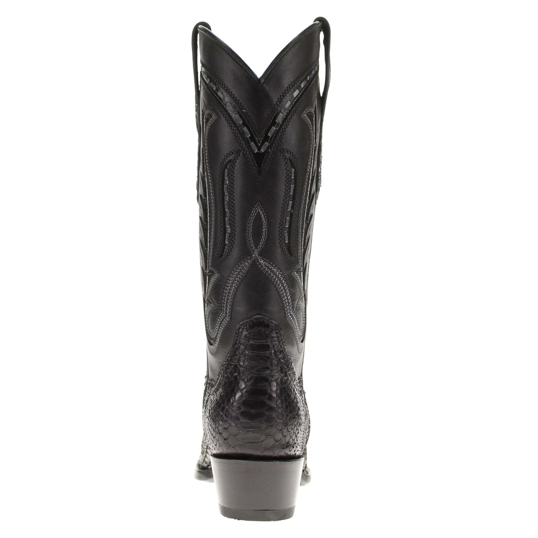 Womens Black Python Leather Sniptoe Western Snip Toe Boots by Vaccari
