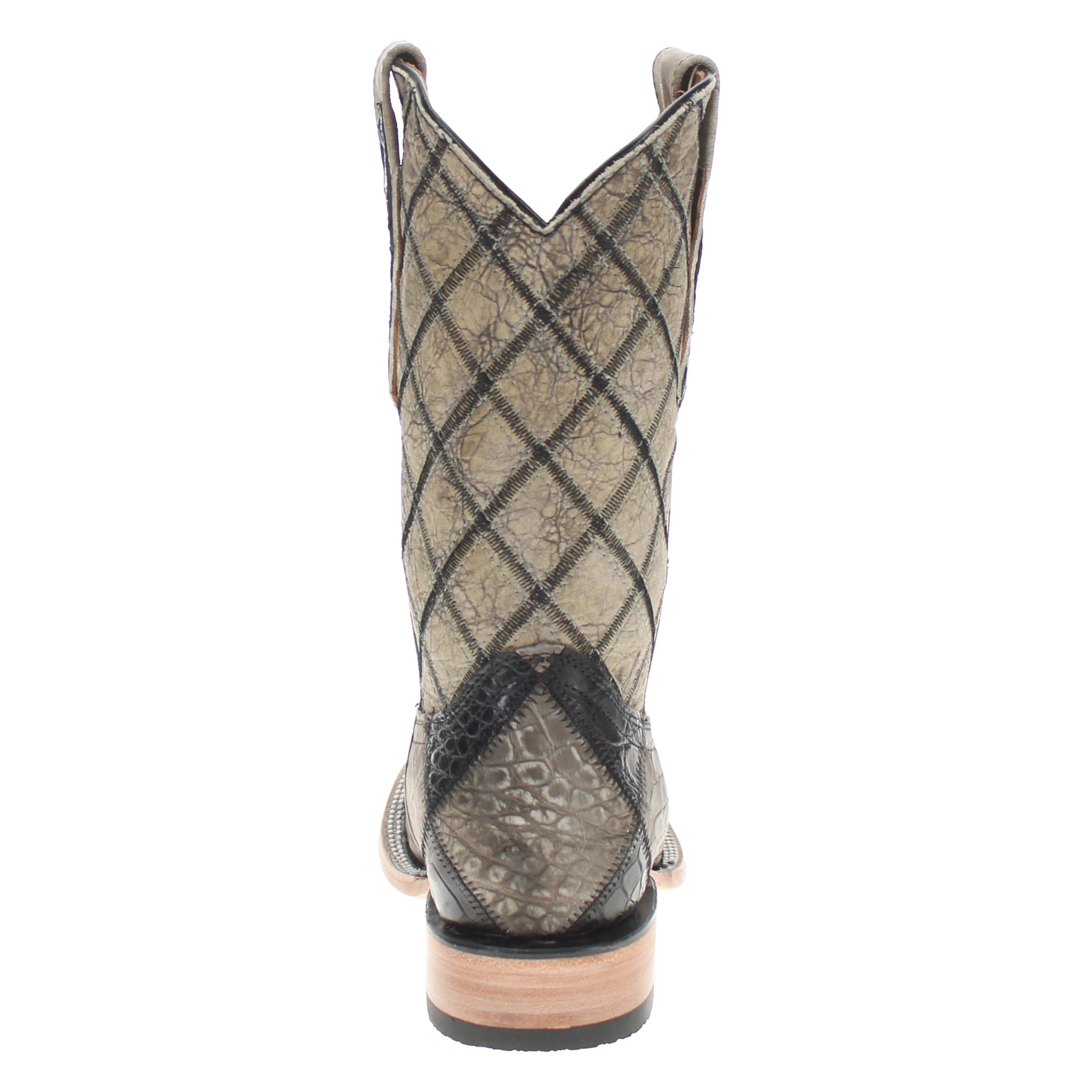 Men's Black Patchwork Alligator Belly Square Toe Cowboy Boots Brad by Vaccari