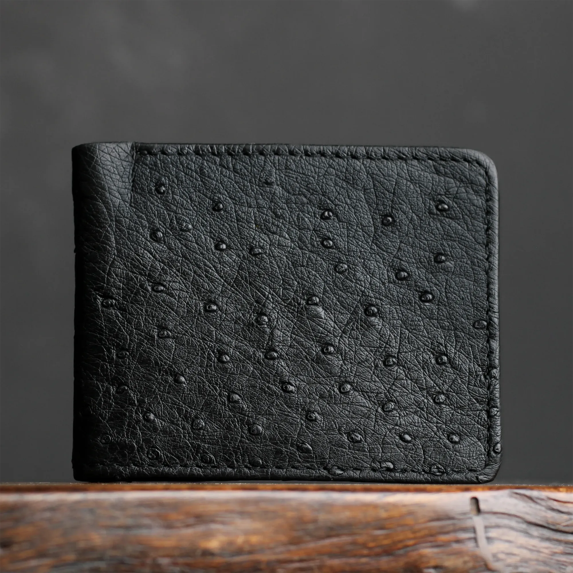 Black Full Quill Ostrich Billfold Wallet by Vaccari