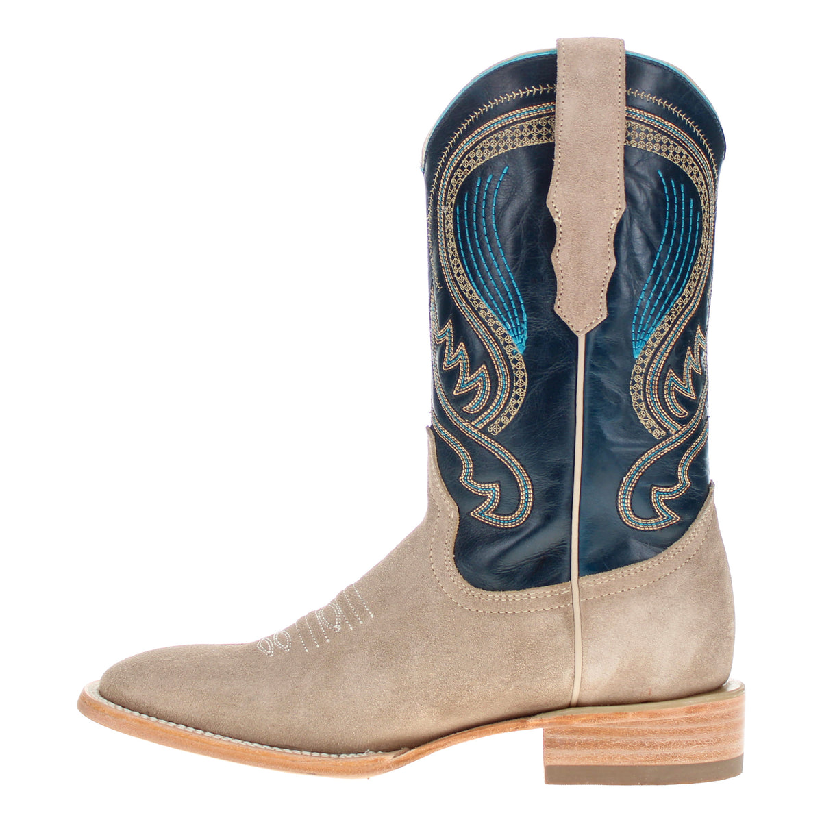 Men's Ivory Suede Vamp BS Toe Cowboy Boots by Vaccari