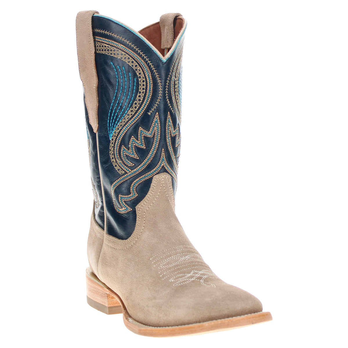 Men's Ivory Suede Vamp BS Toe Cowboy Boots by Vaccari