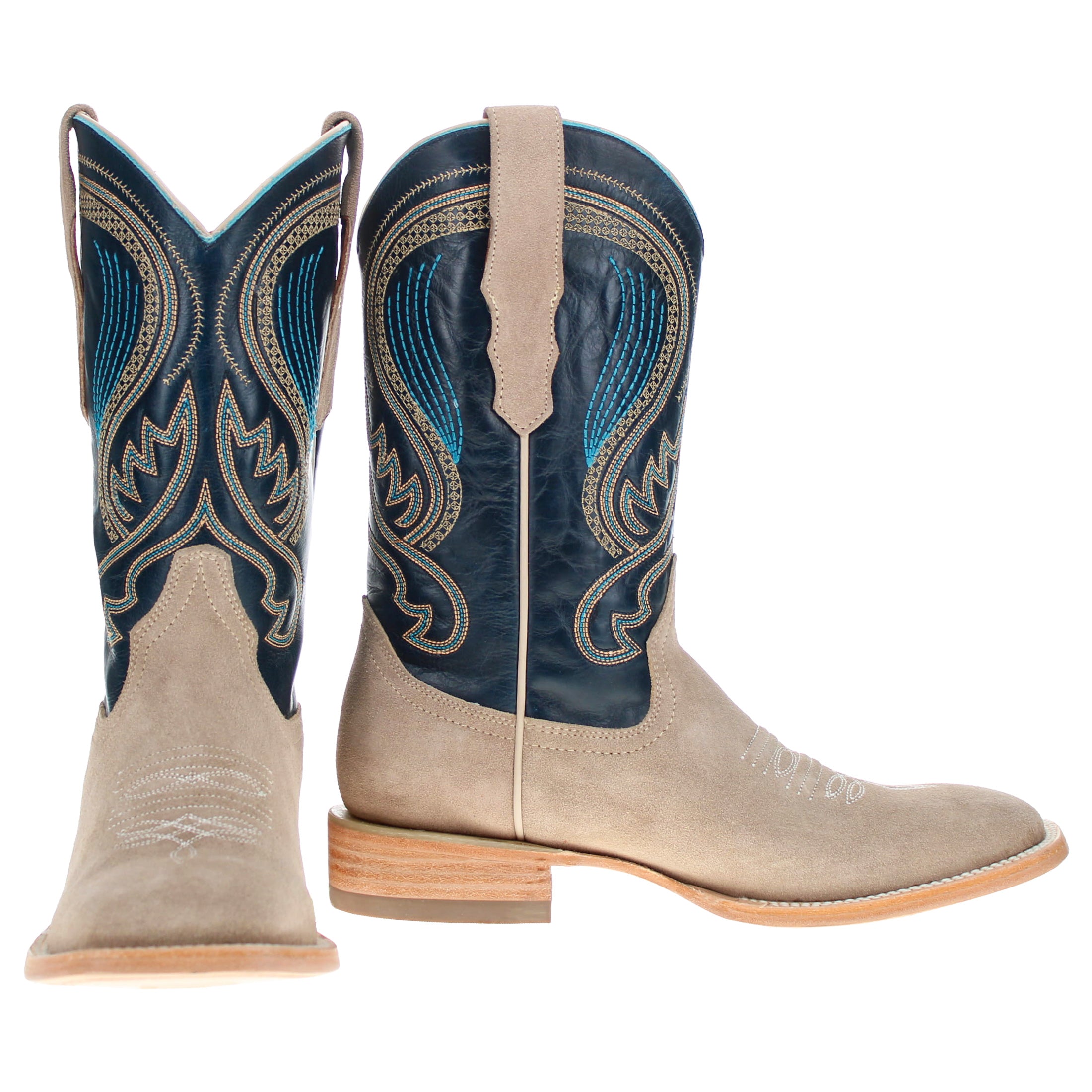 Men's Ivory Suede Vamp BS Toe Cowboy Boots by Vaccari