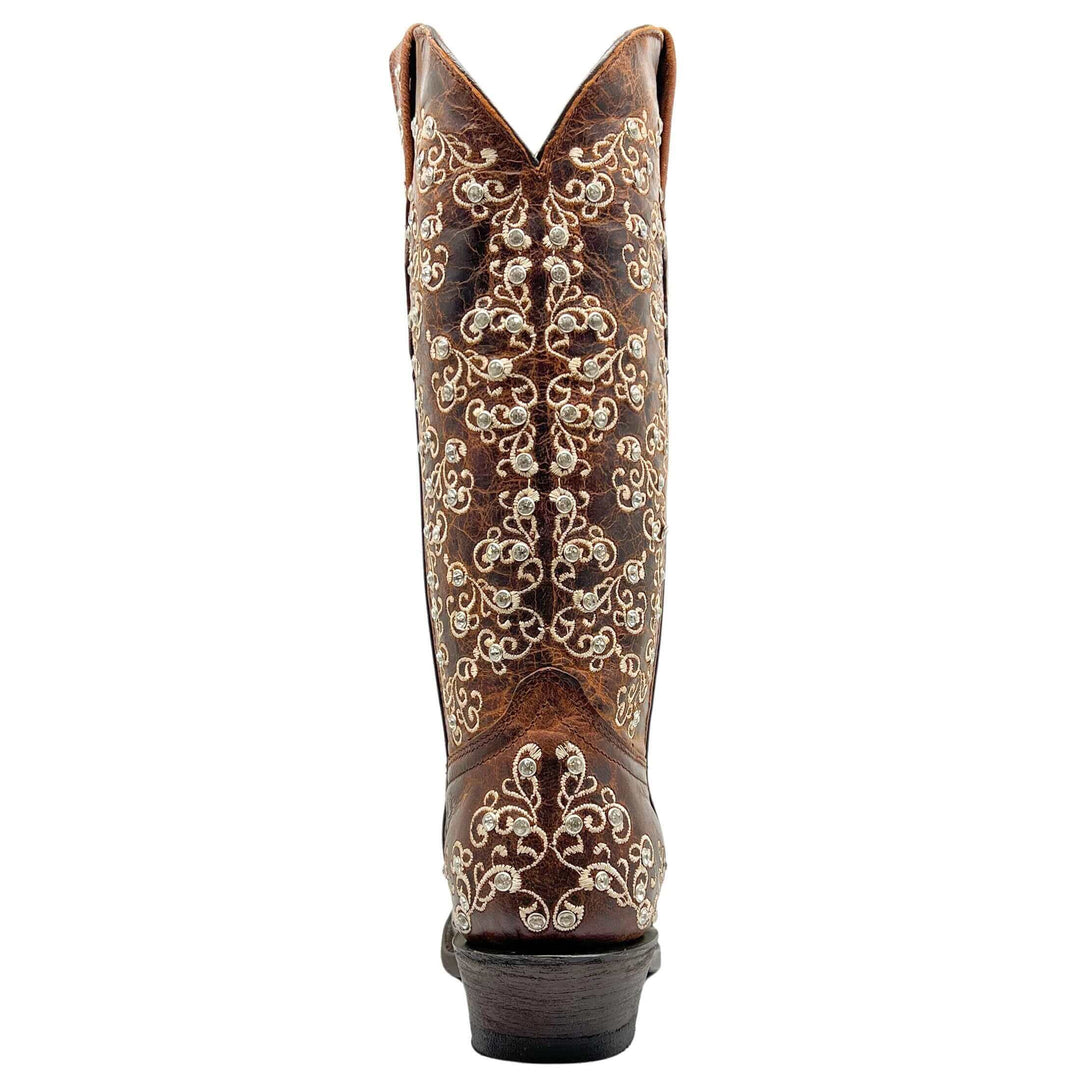 Women's Vaccari Cognac Snip Toe Crystal Embellished Cowgirl Boots | Brooklyn #select-a-toe_narrow-square
