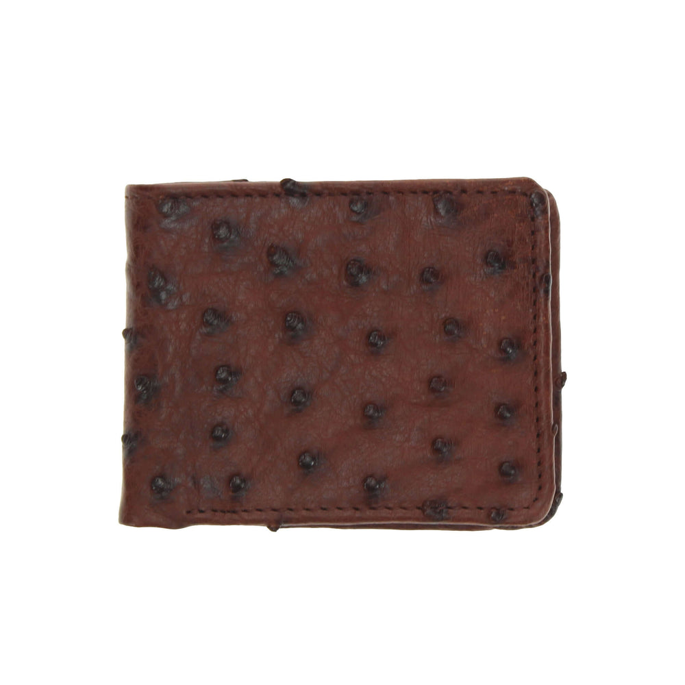 Brown Ostrich Bifold Wallet by Vaccari Core