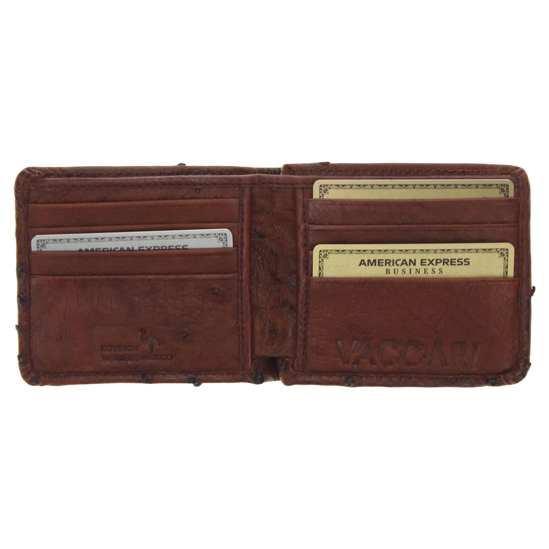 Brown Ostrich Bifold Wallet by Vaccari Core