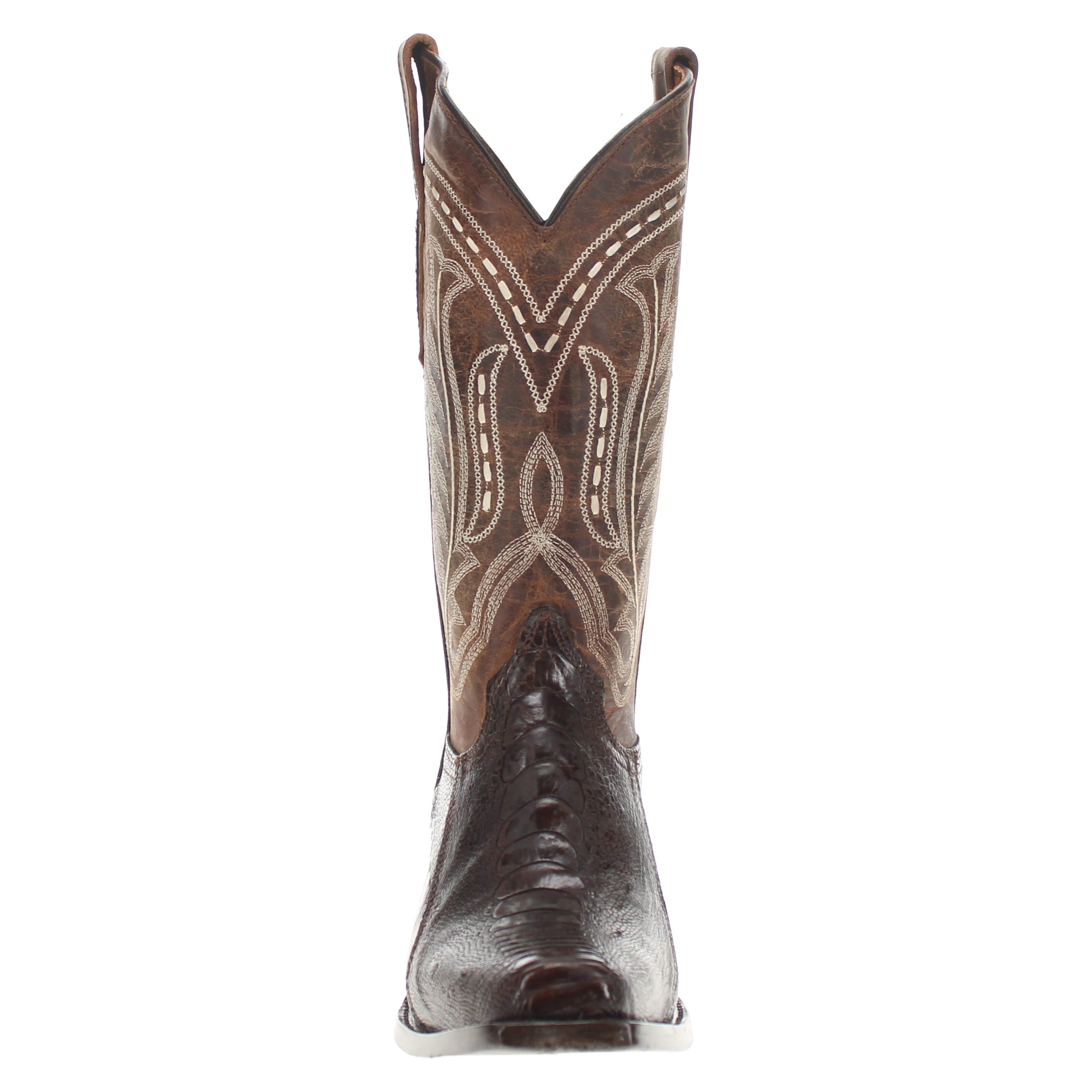 Men's Mocha Ostrich Leg JW Toe Cowboy Boots Leo by Vaccari