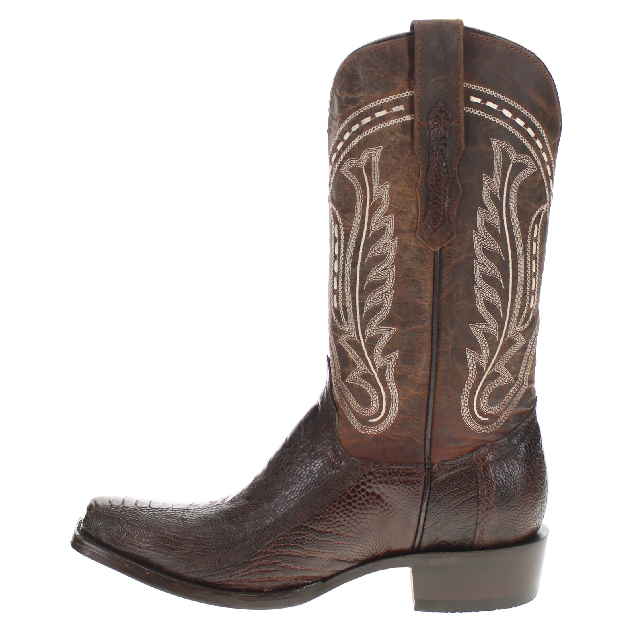 Men's Mocha Ostrich Leg JW Toe Cowboy Boots Leo by Vaccari