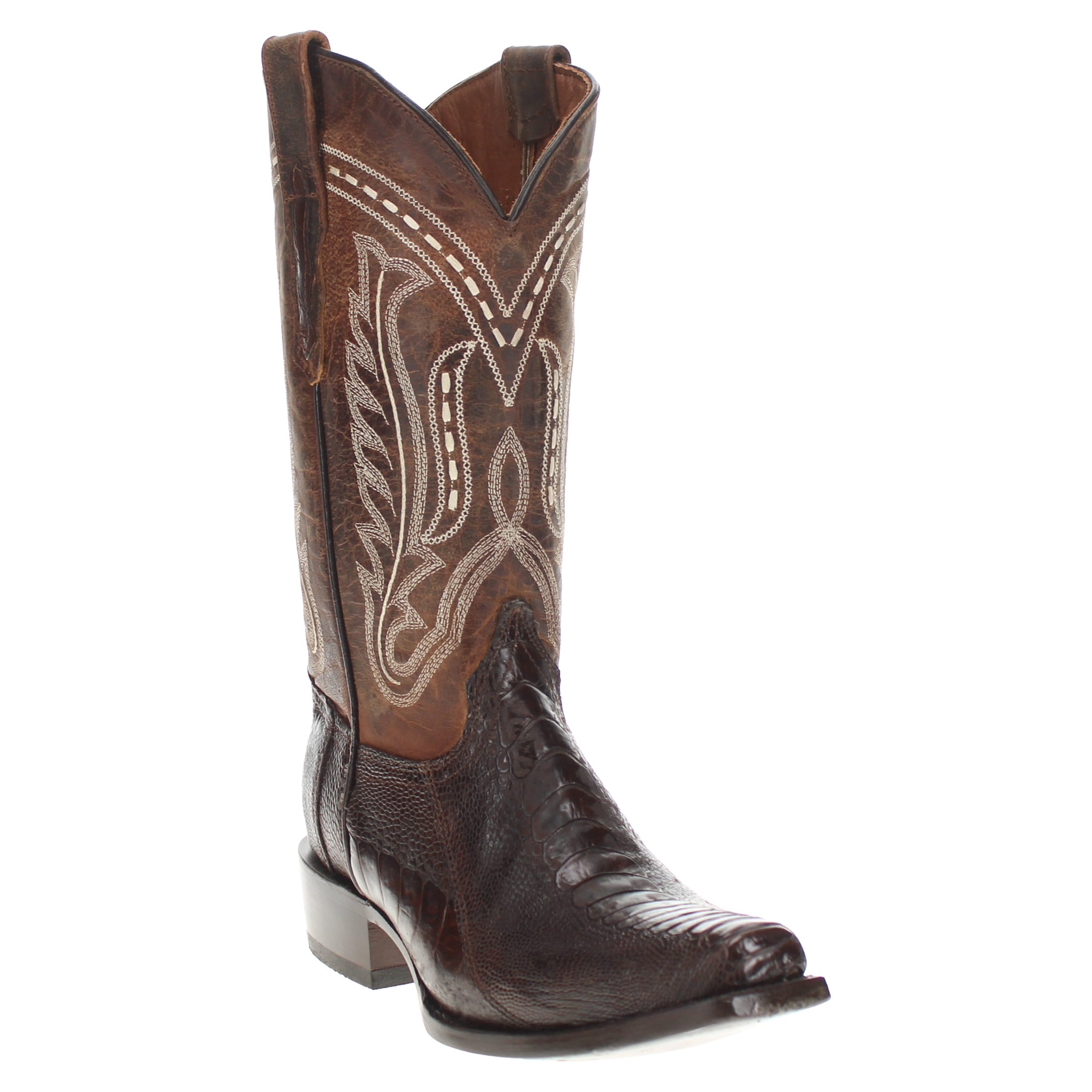 Men's Mocha Ostrich Leg JW Toe Cowboy Boots Leo by Vaccari
