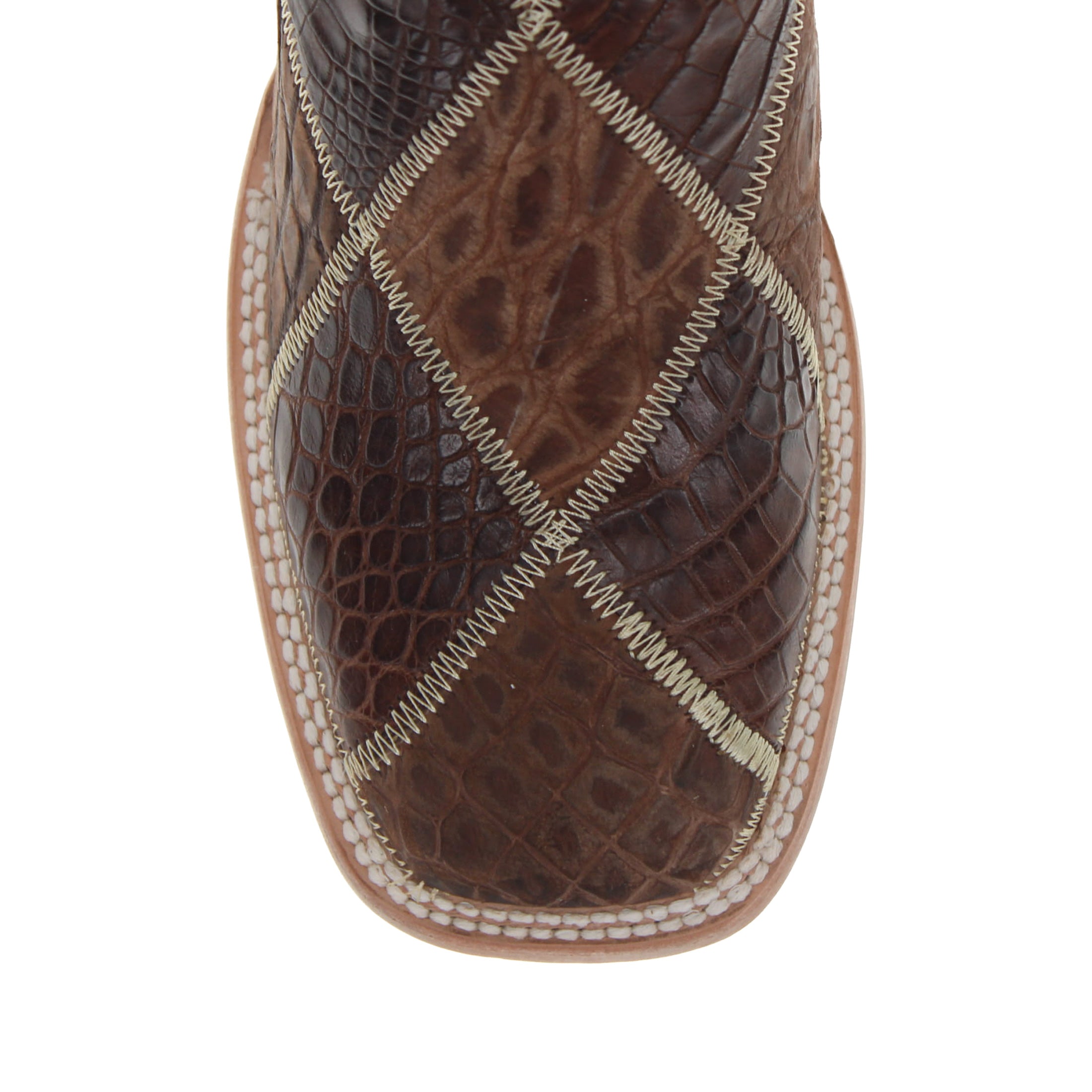 Men's Mocha Patchwork Alligator Belly Square Toe Cowboy Boots Holden by Vaccari