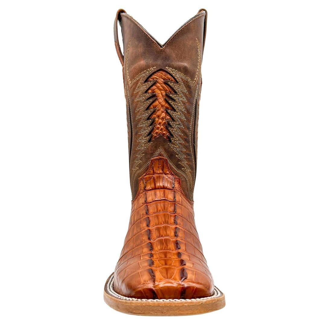 Men's Vaccari Paxton Cognac American Alligator Square Toe Boots