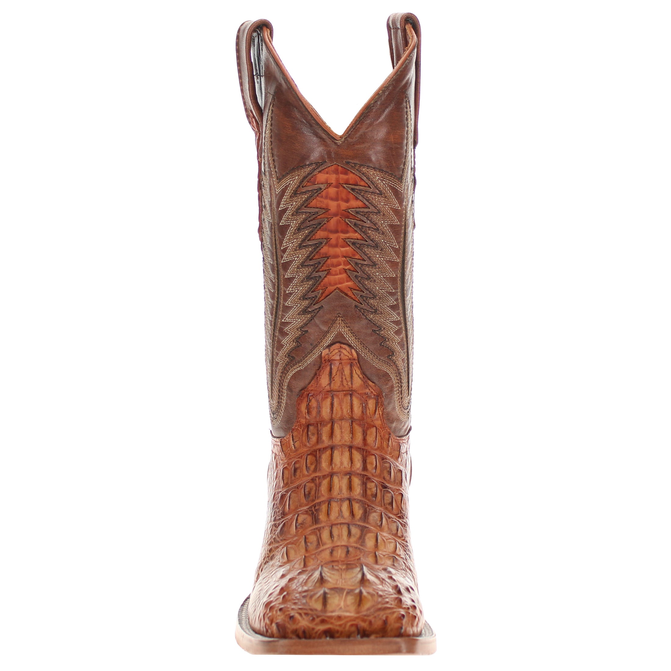 Men's Cognac American Alligator Headcut Broad Square Toe Boots Zane by Vaccari