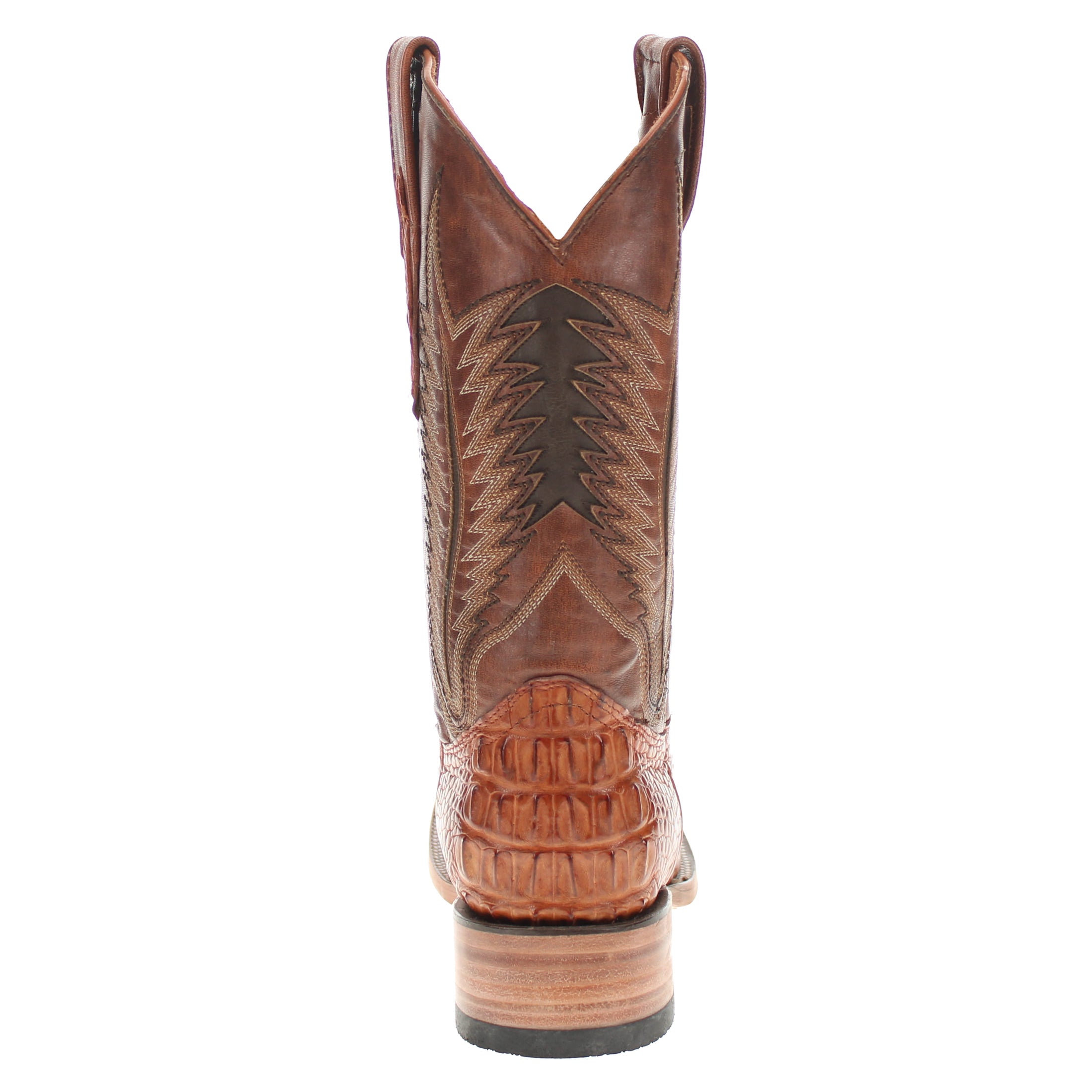 Men's Cognac American Alligator Headcut Broad Square Toe Boots Zane by Vaccari