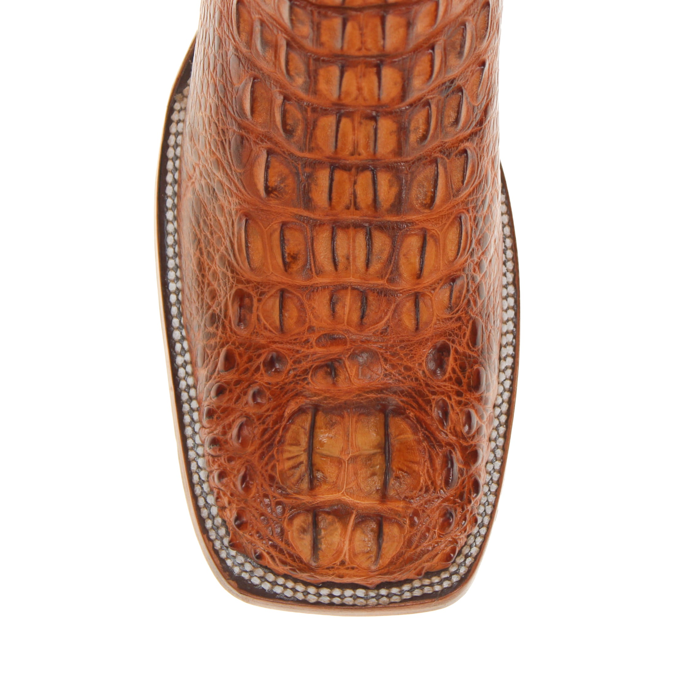 Men's Cognac American Alligator Headcut Broad Square Toe Boots Zane by Vaccari