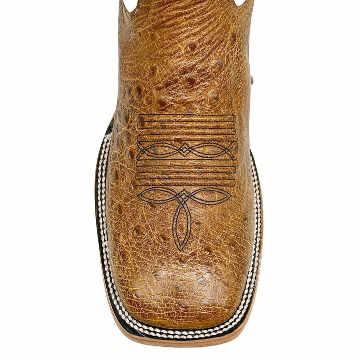 Men's University of Colorado Buffaloes Tan Smooth Ostrich Cowboy Boots Brooks by Vaccari #select-a-toe_square