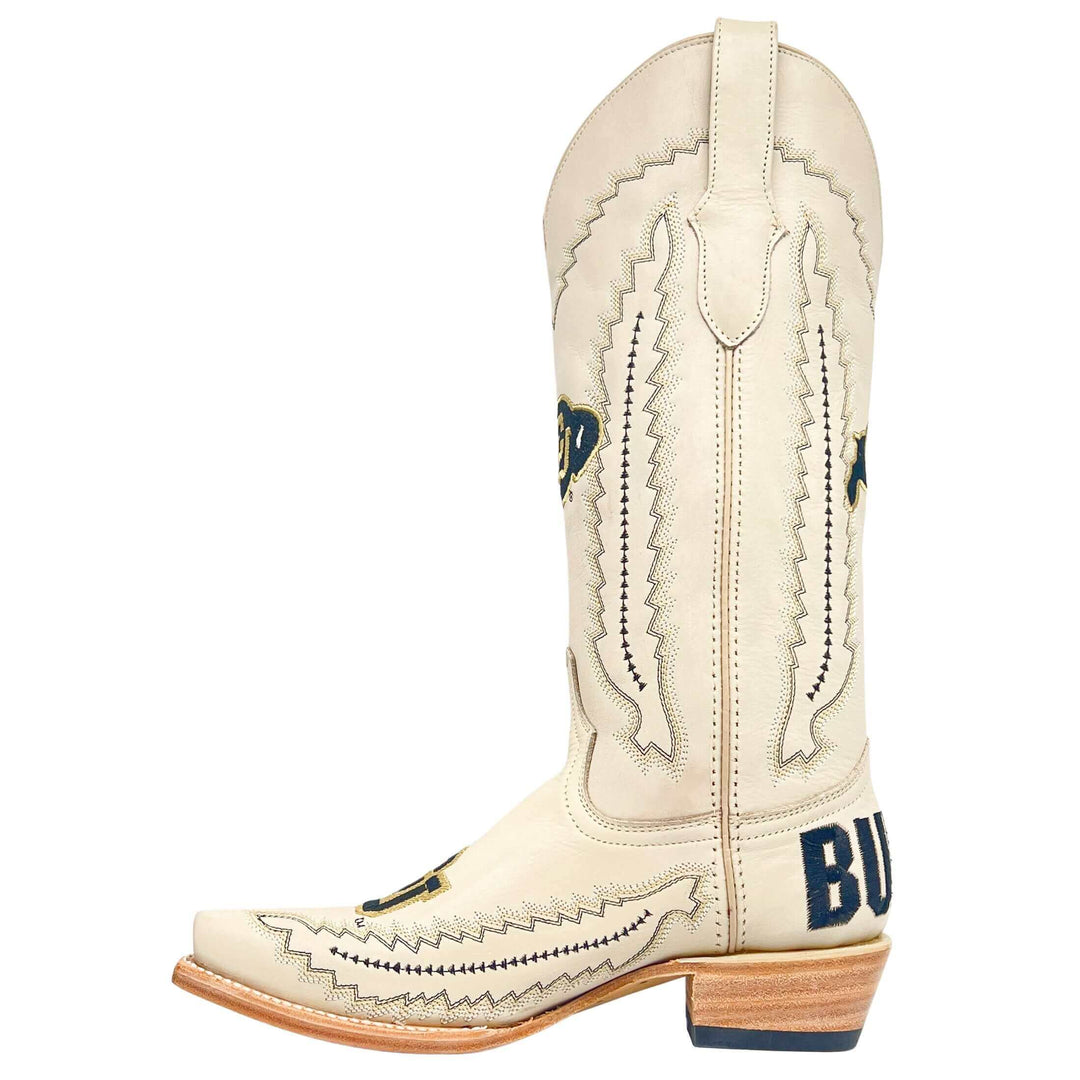 Women's University of Colorado Buffaloes Bone Snip Toe Cowgirl Boots Naomi by Vaccari