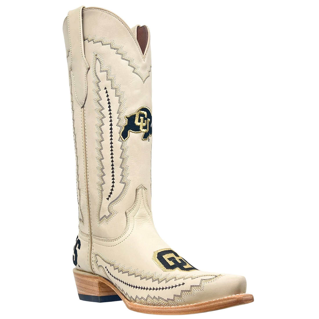 Women's University of Colorado Buffaloes Bone Snip Toe Cowgirl Boots Naomi by Vaccari