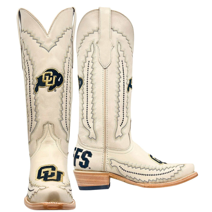 Women's University of Colorado Buffaloes Bone Snip Toe Cowgirl Boots Naomi by Vaccari